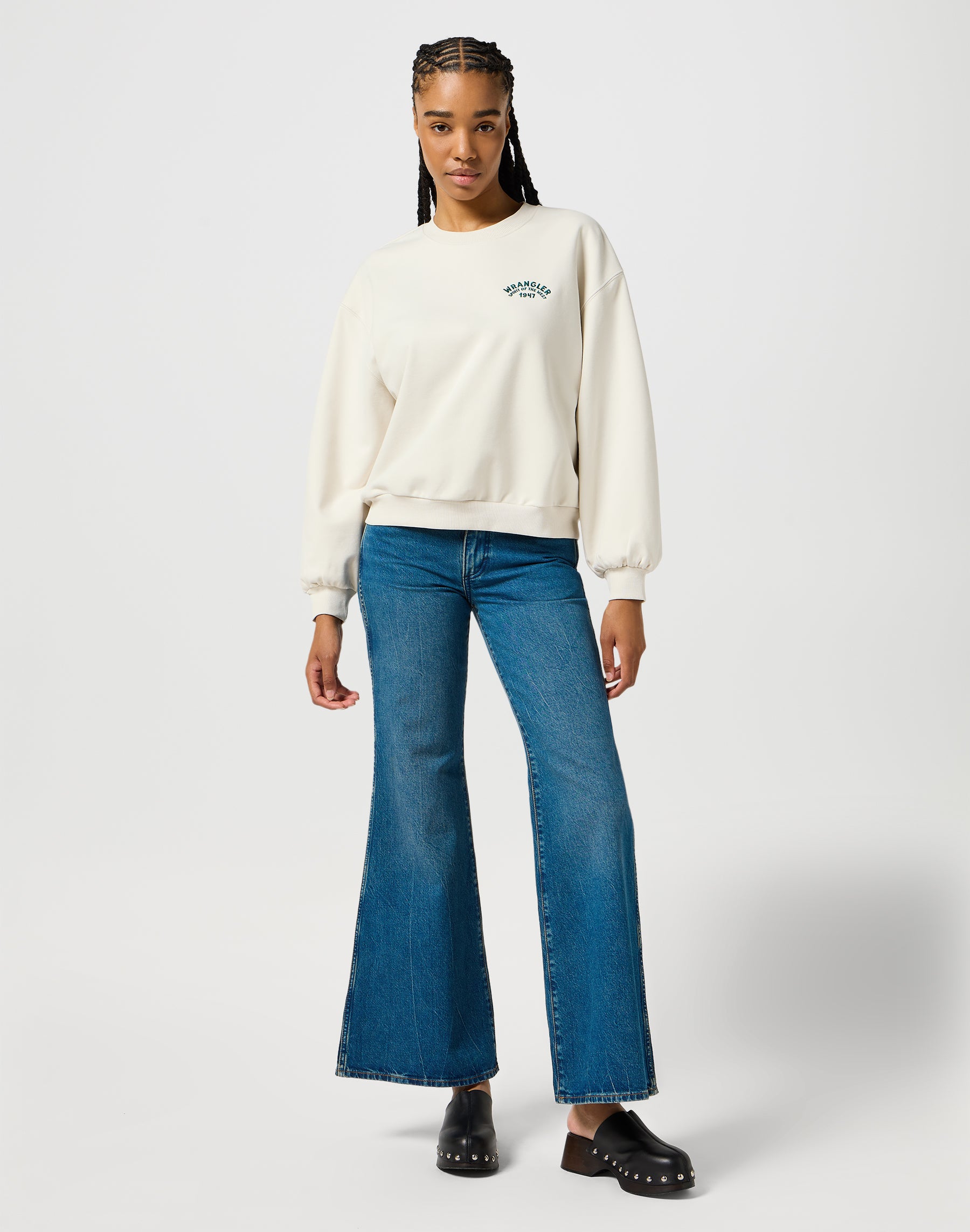 Oversized Sweat in Vintage White Pullover Wrangler   