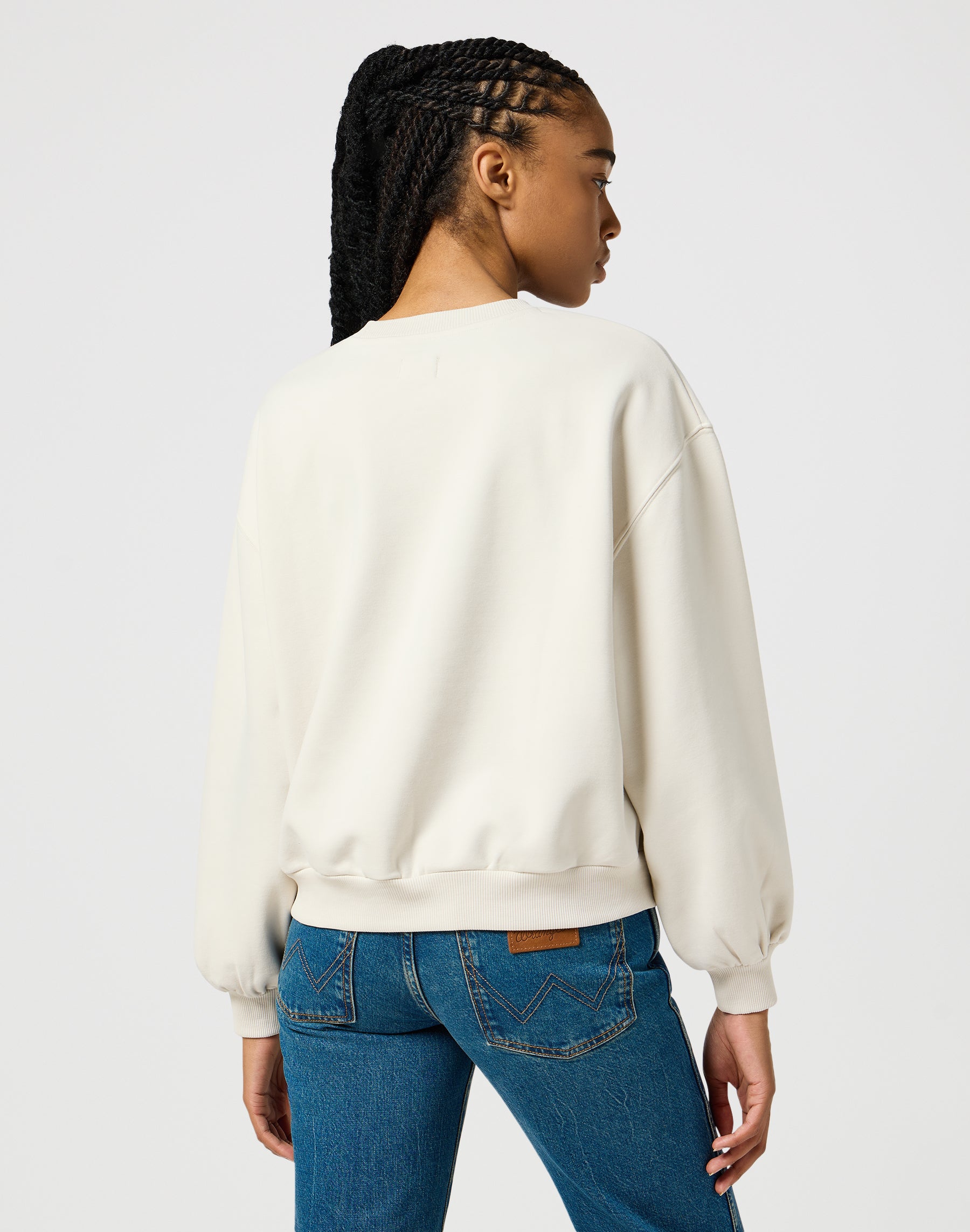 Oversized Sweat in Vintage White Pullover Wrangler   