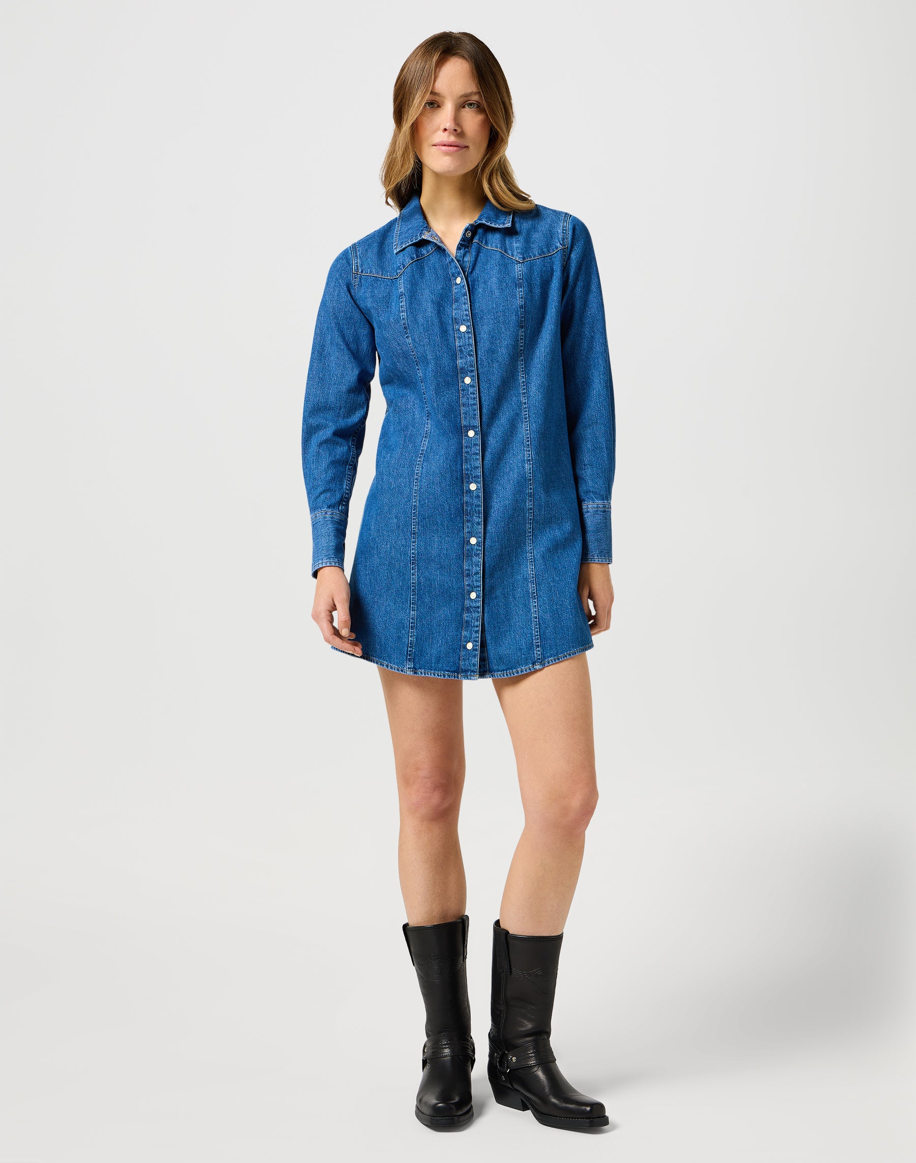 Reg Denim Dress in Petrified Kleider Wrangler   