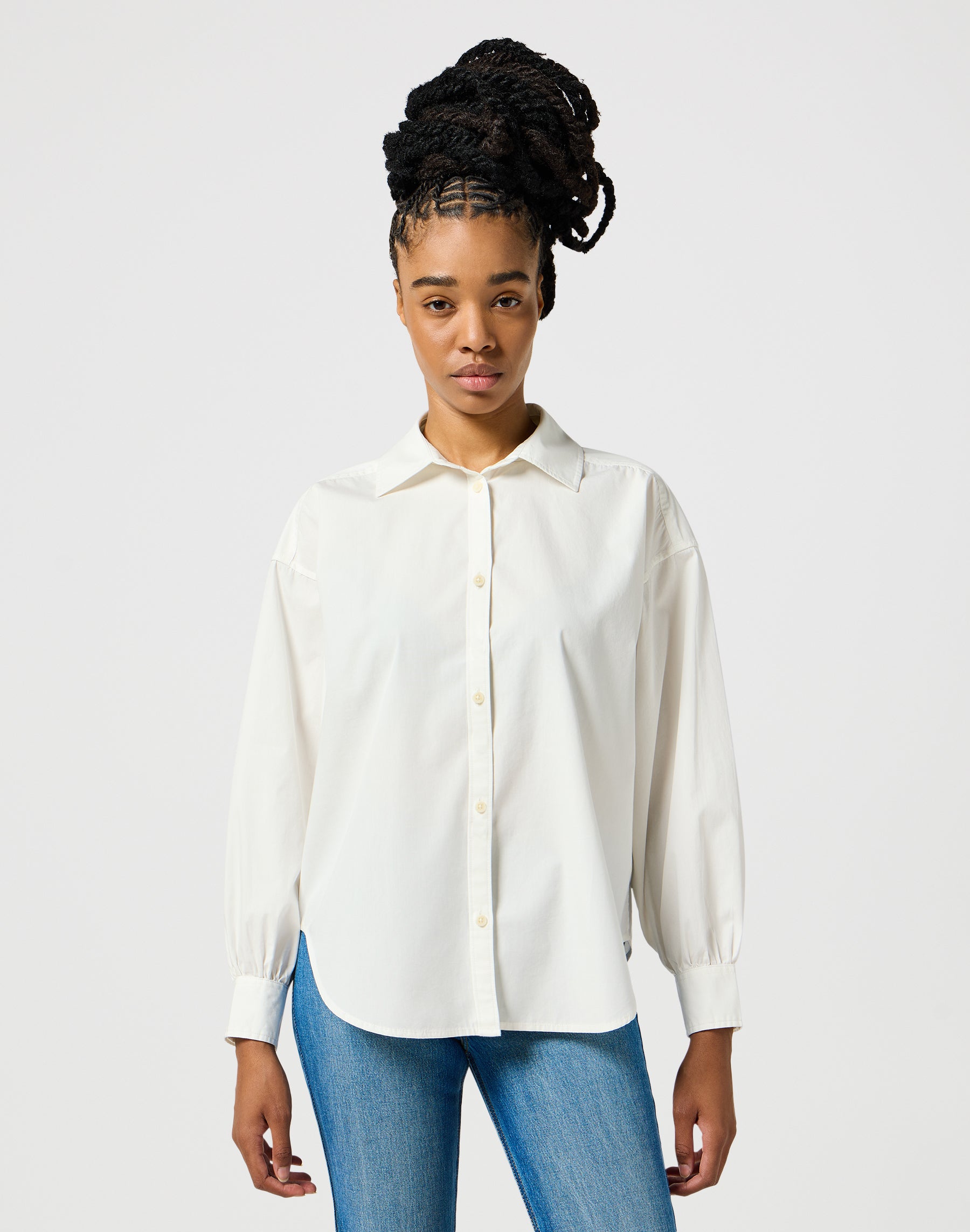 Cool Girl Shirt in Worn White Hemden Wrangler