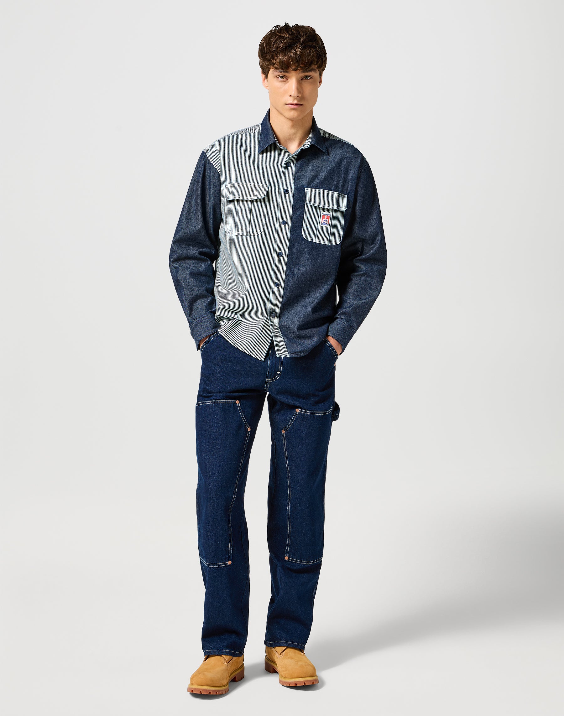 Casey Colorblock Shirt in Mixed Denim Hemden Wrangler   