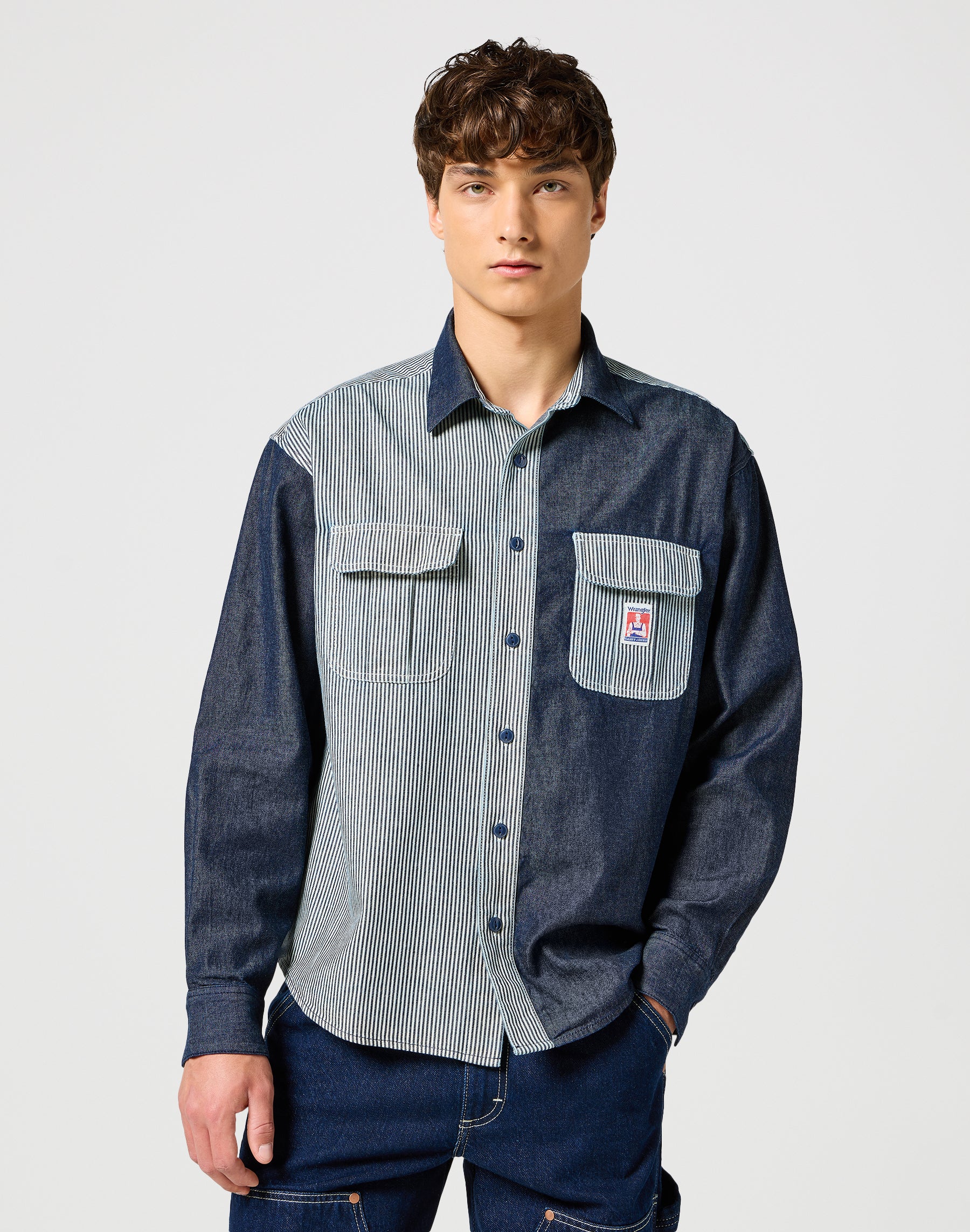 Casey Colorblock Shirt in Mixed Denim Hemden Wrangler   