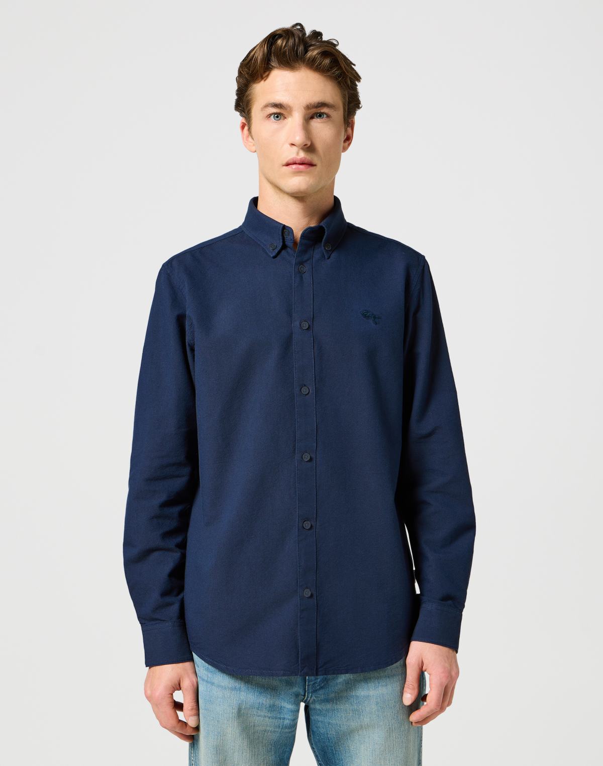 Oxford Shirt in Dark Navy Hemden Wrangler   