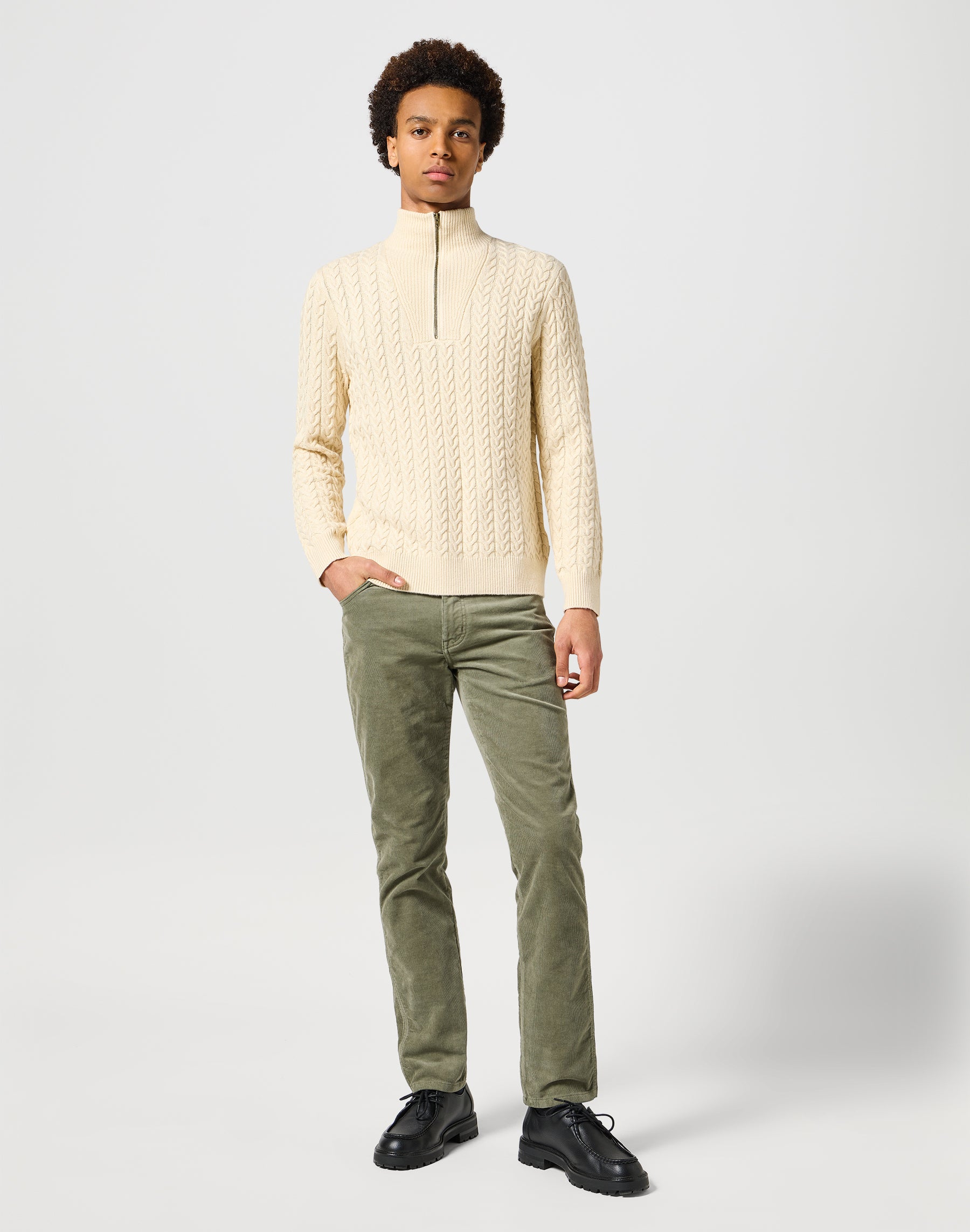 Half Zip Knit in Ecru Pullover Wrangler   