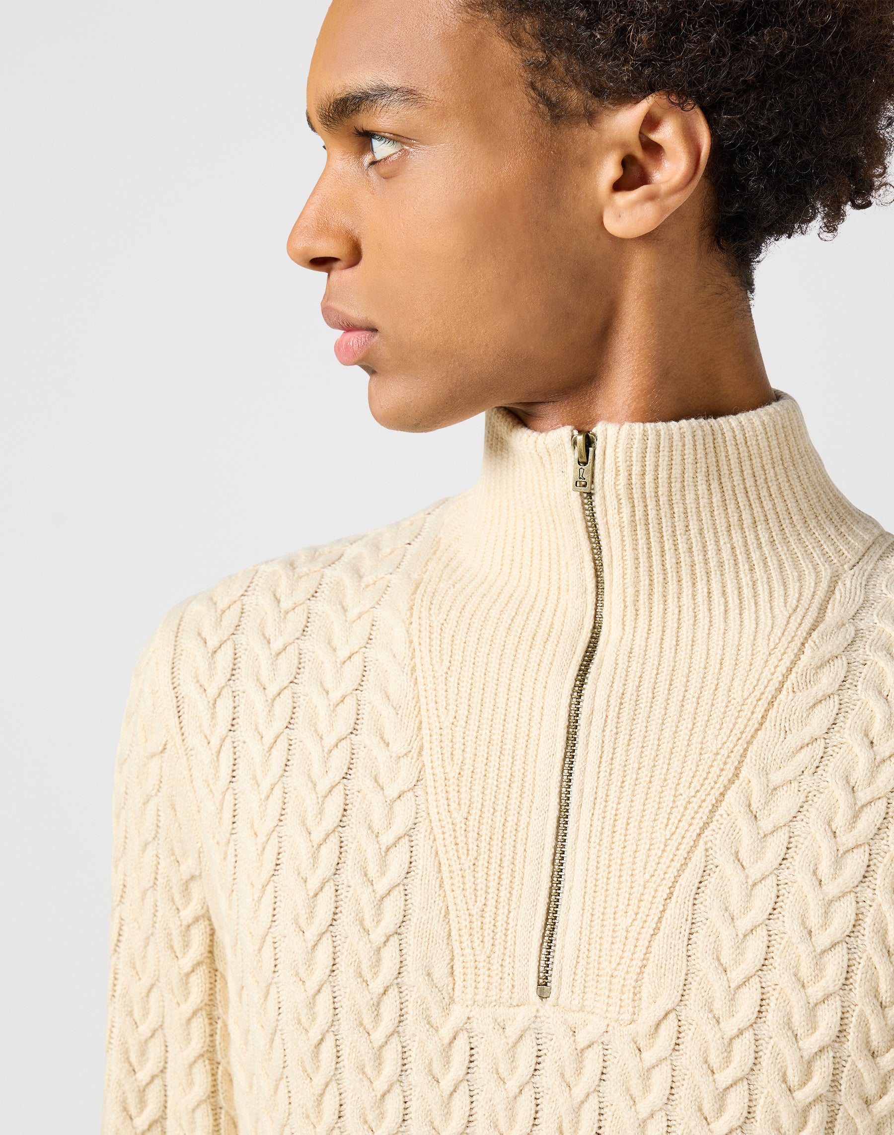 Half Zip Knit in Ecru Pullover Wrangler   