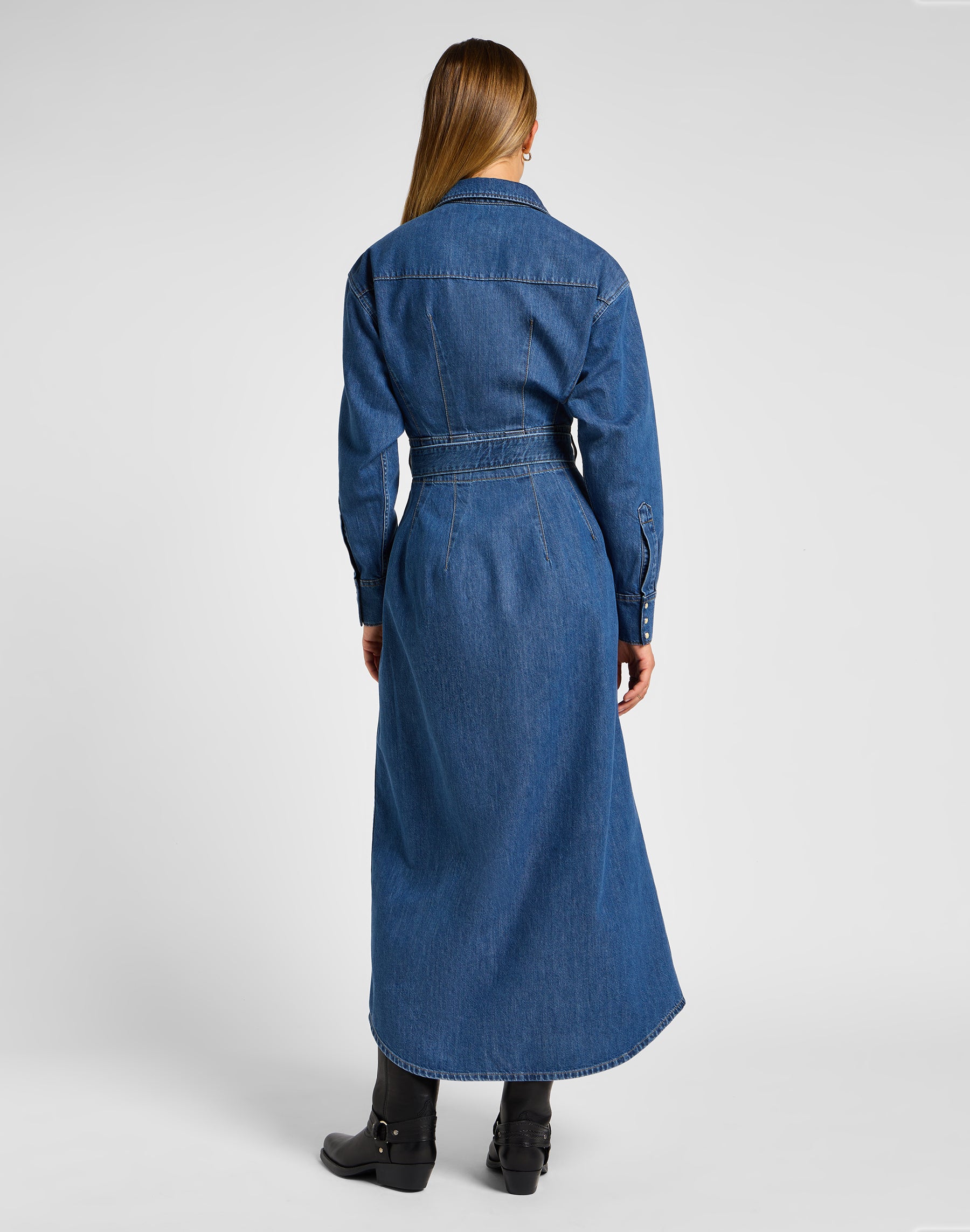 Belted Western Dress in Blue Fusion Kleider Lee   