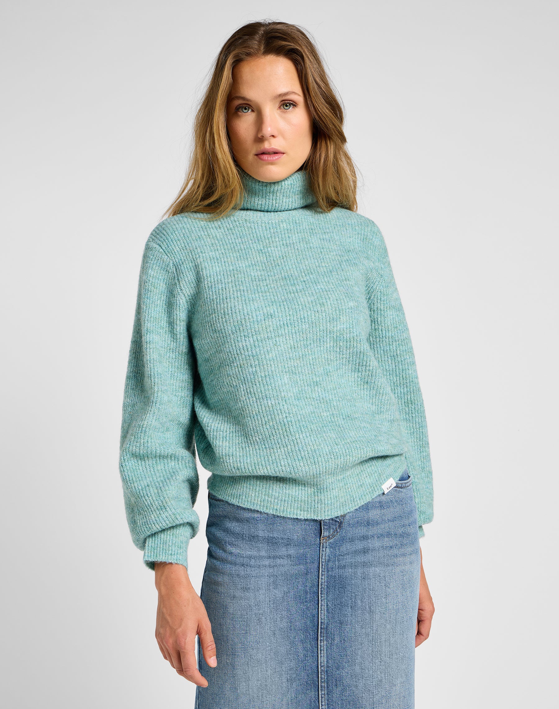 Roll Neck Knit in Pond Pullover Lee   