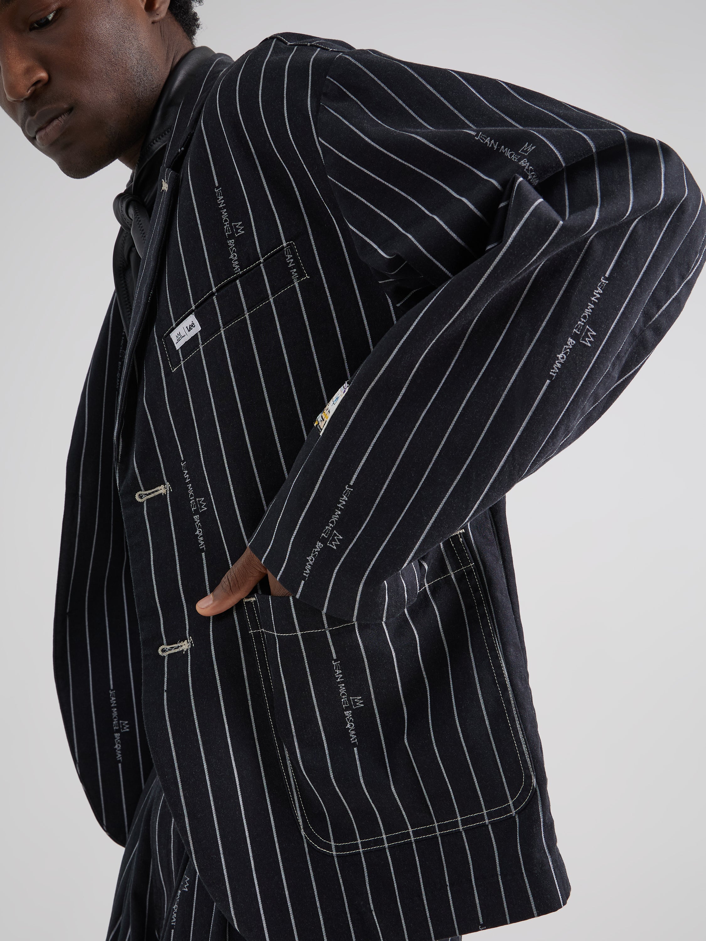 JMB Striped Blazer in Black Jacken Lee   