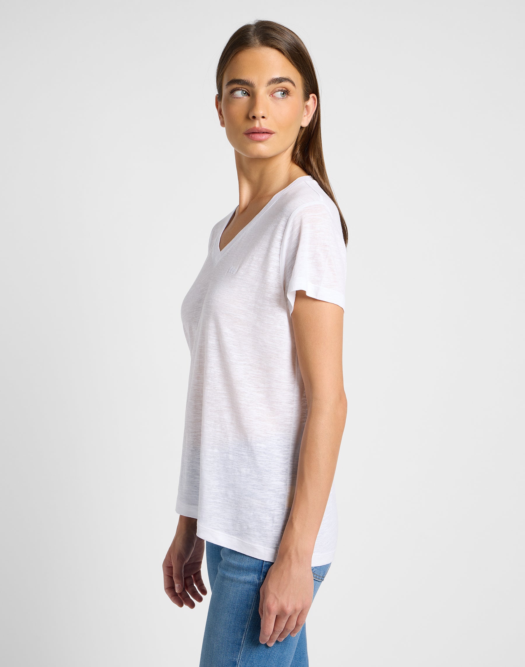 V Neck Tee in Bright White T-Shirts Lee   