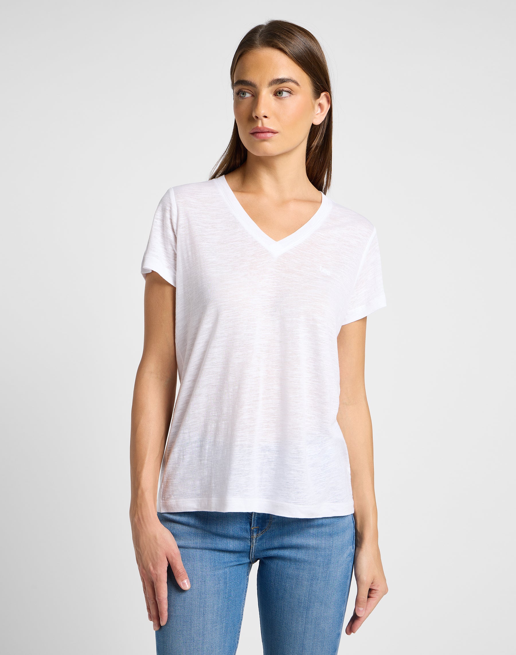 V Neck Tee in Bright White T-Shirts Lee   