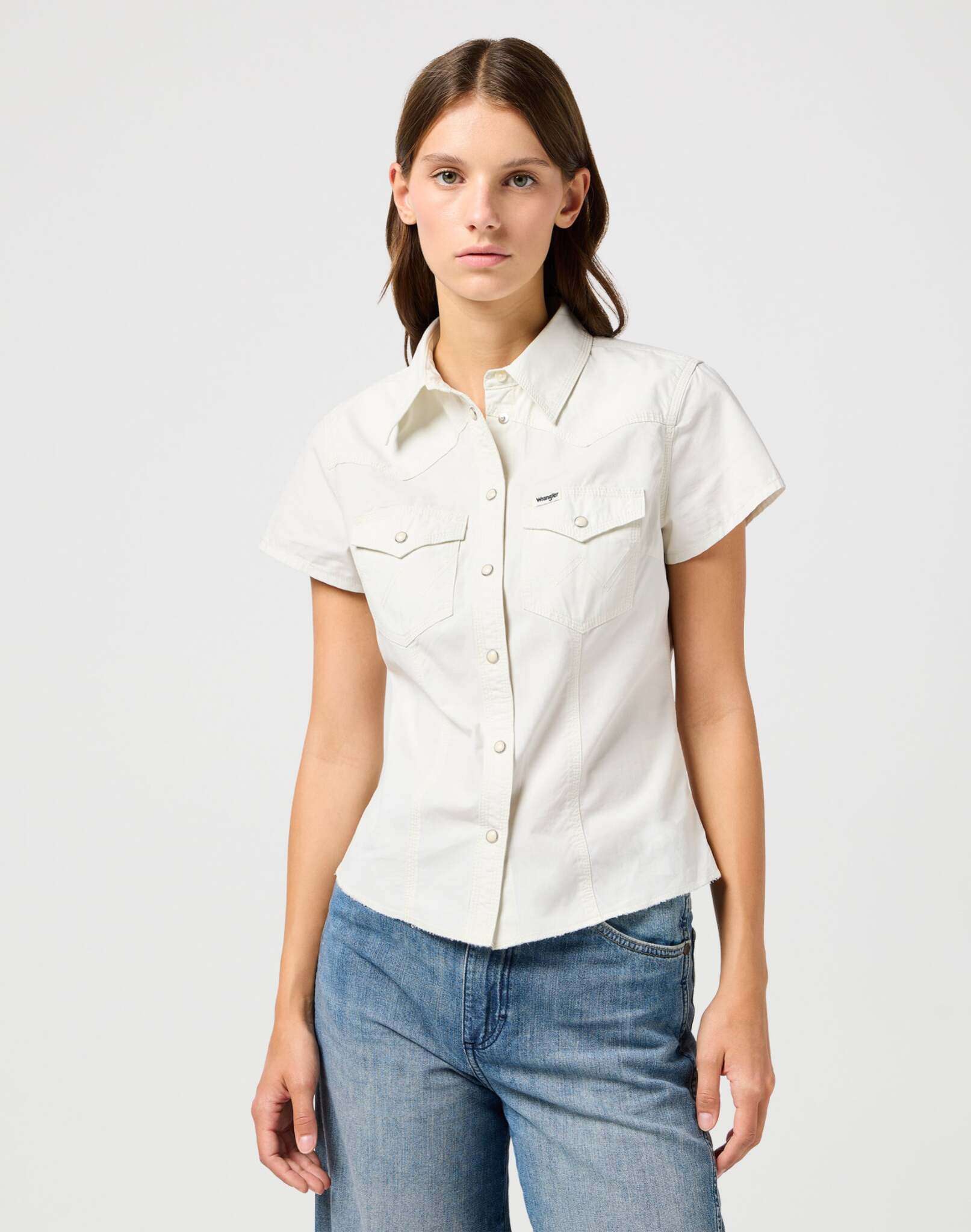 Shrunken Shirt in Vintage White Hemden Wrangler