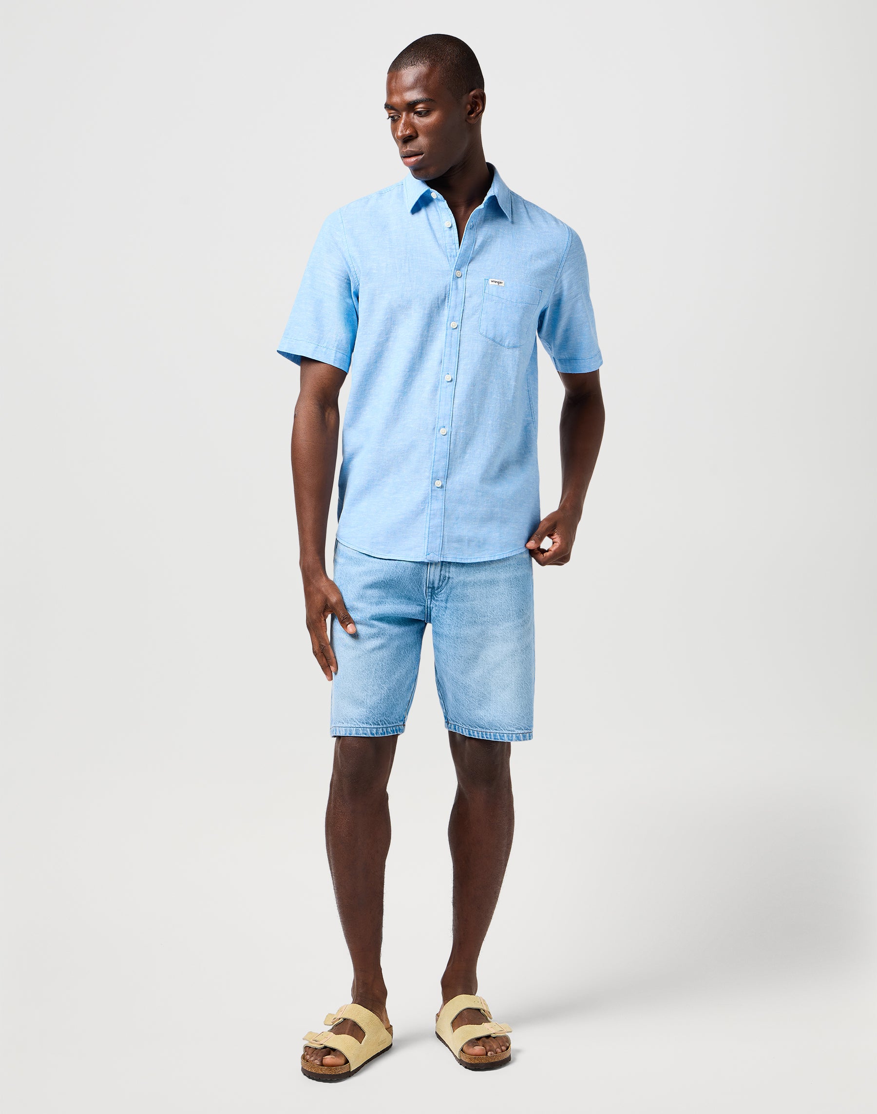 Ss 1 Pkt Shirt in Pacific Blue Hemden Wrangler