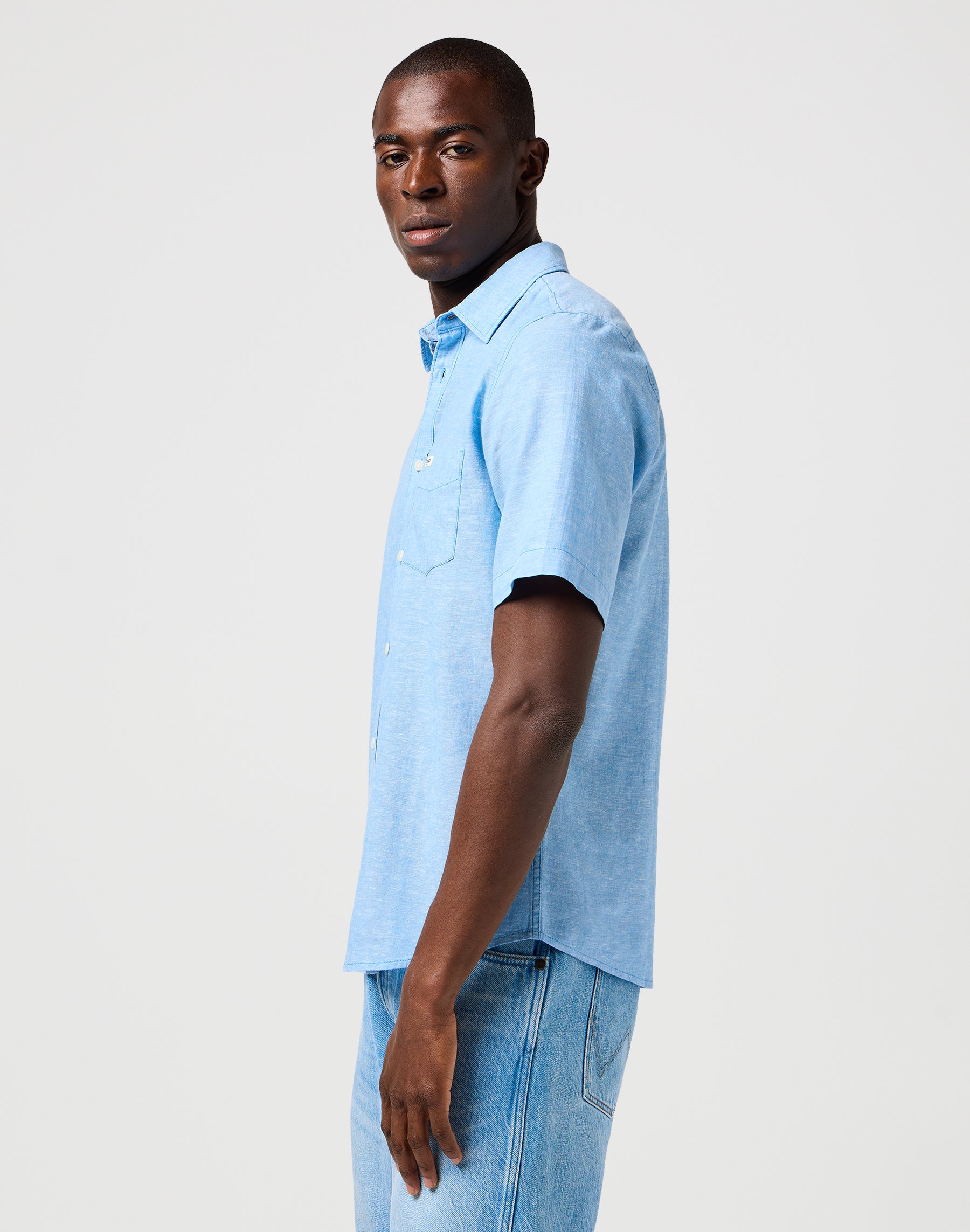 Ss 1 Pkt Shirt in Pacific Blue Hemden Wrangler