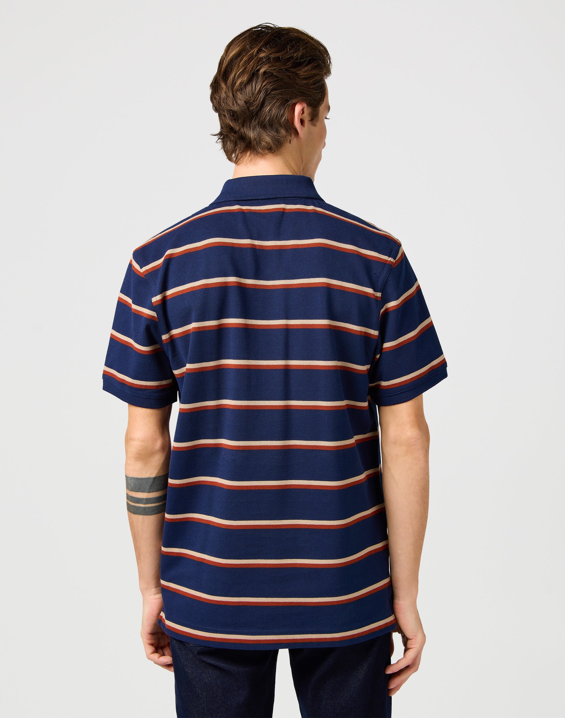 Stripe Polo Shirt in Navy T-Shirts Wrangler