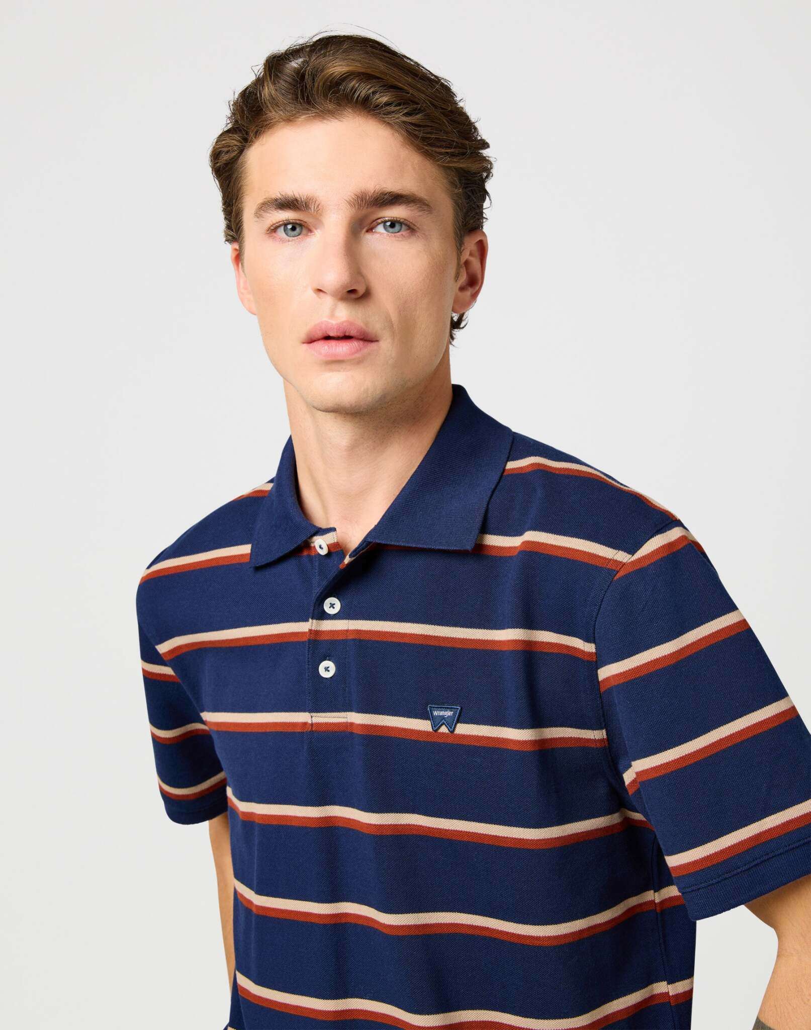 Stripe Polo Shirt in Navy T-Shirts Wrangler