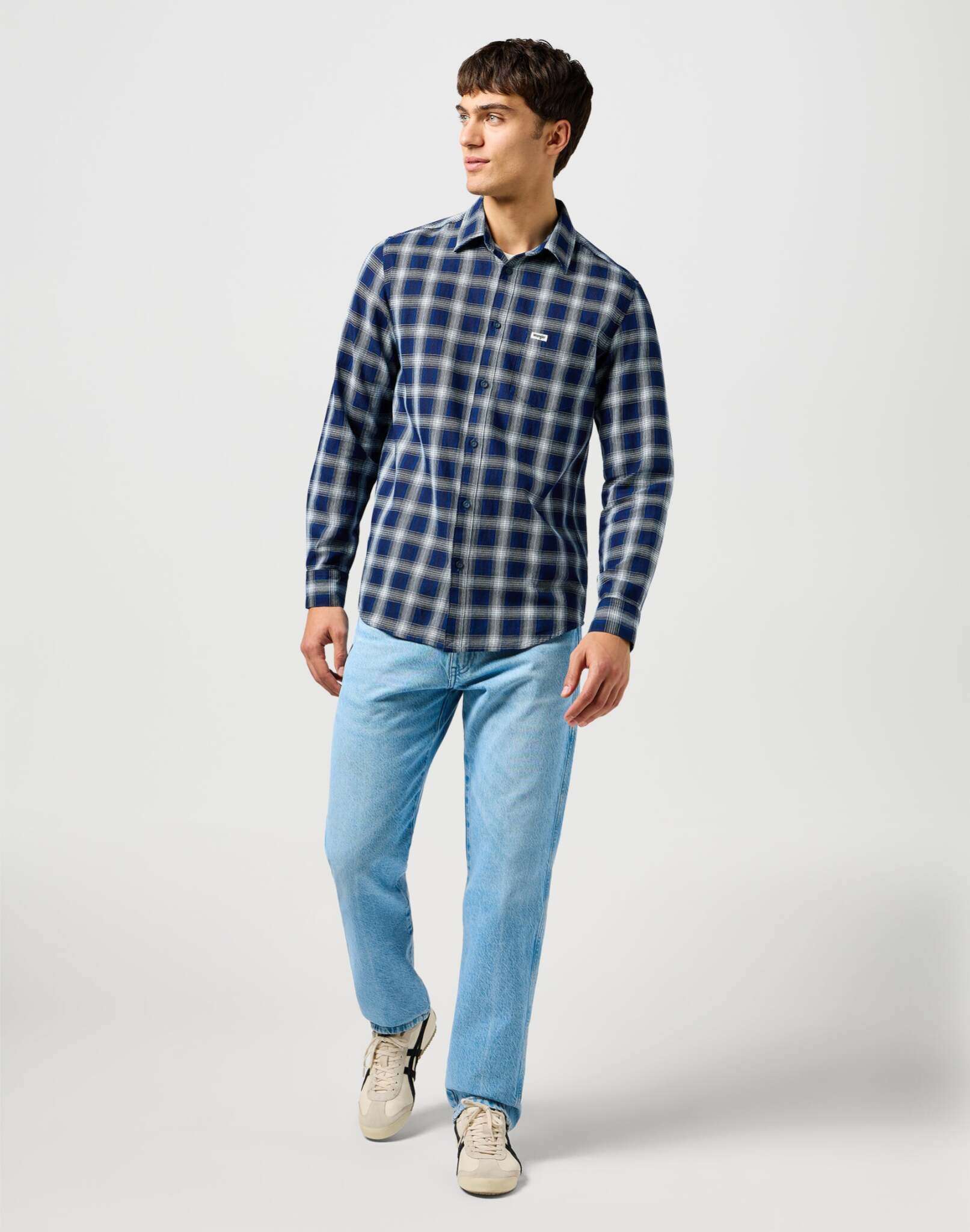 1 Pkt Shirt in Indigo Plaid Hemden Wrangler