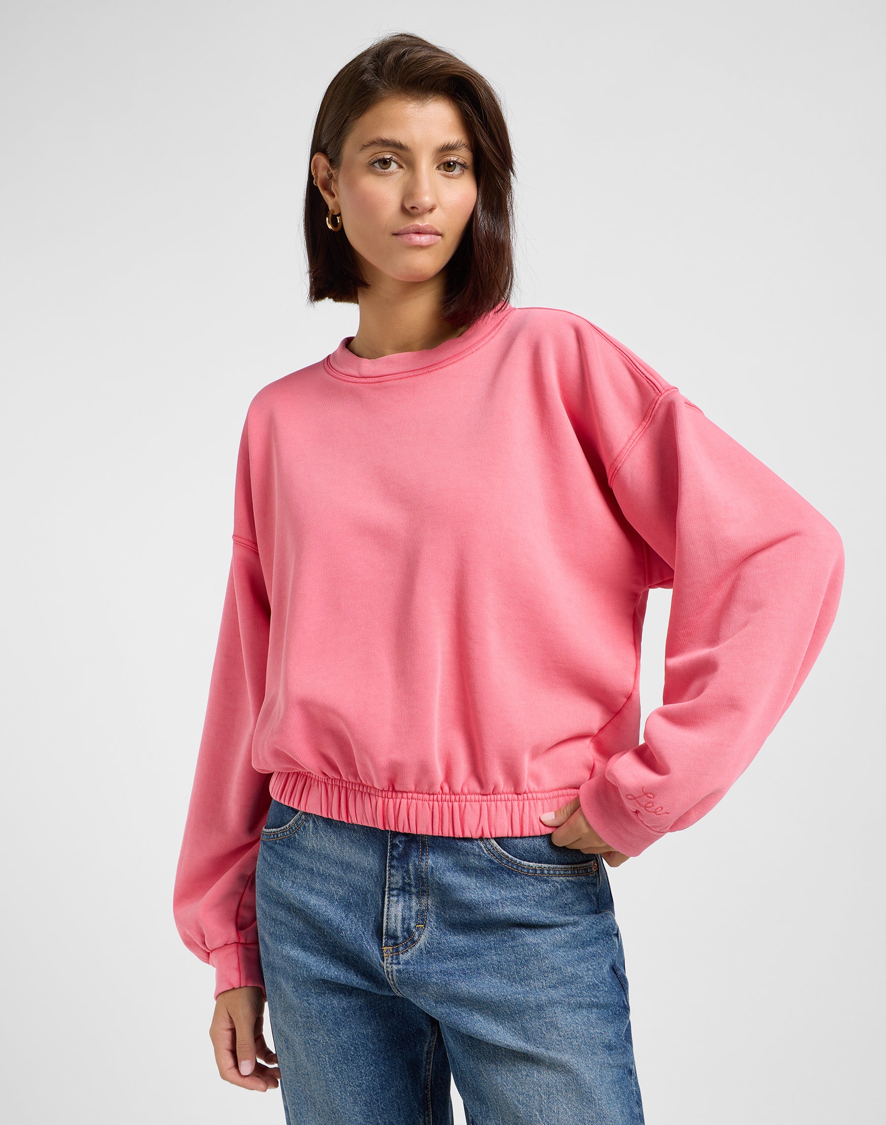 Sleeve Detail Sweatshirt in Lychee Sweatshirts Lee