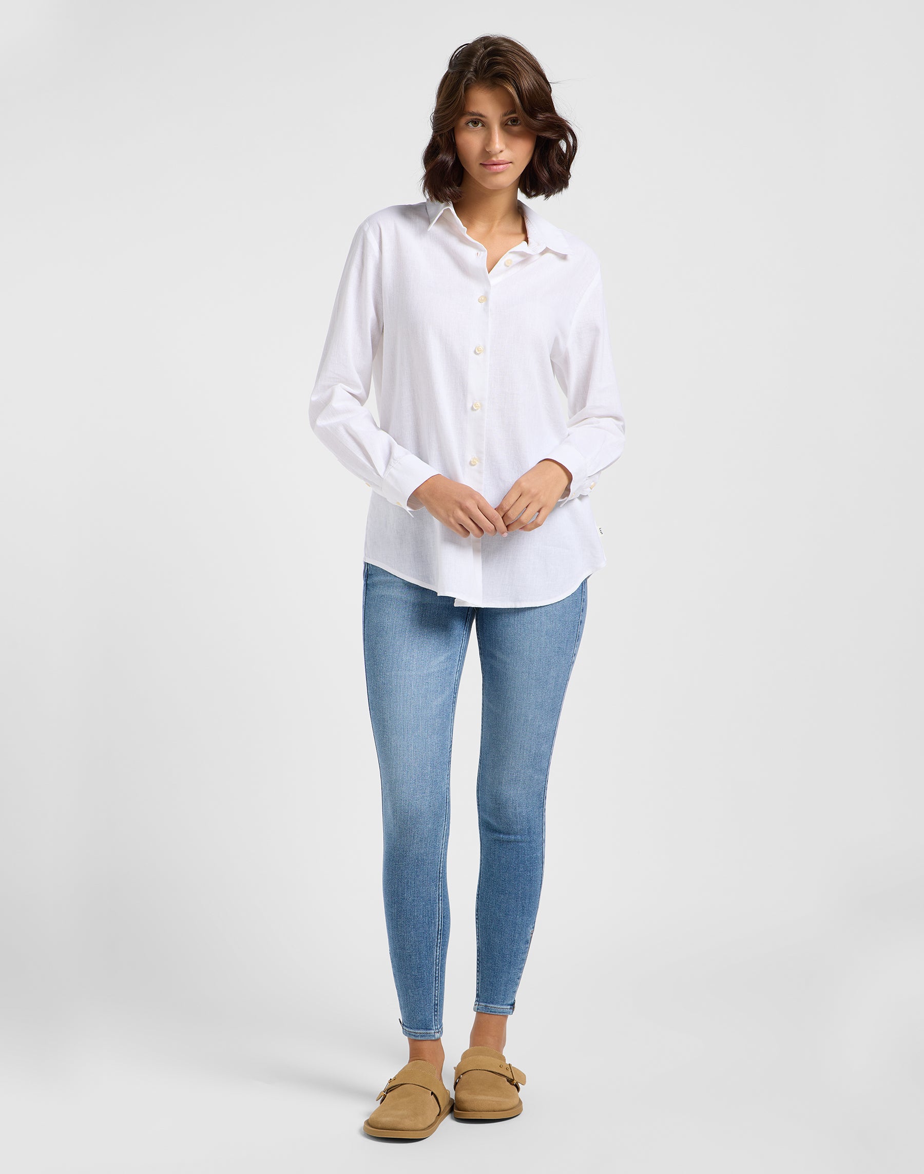 Pocketless Shirt in Bright White Hemden Lee