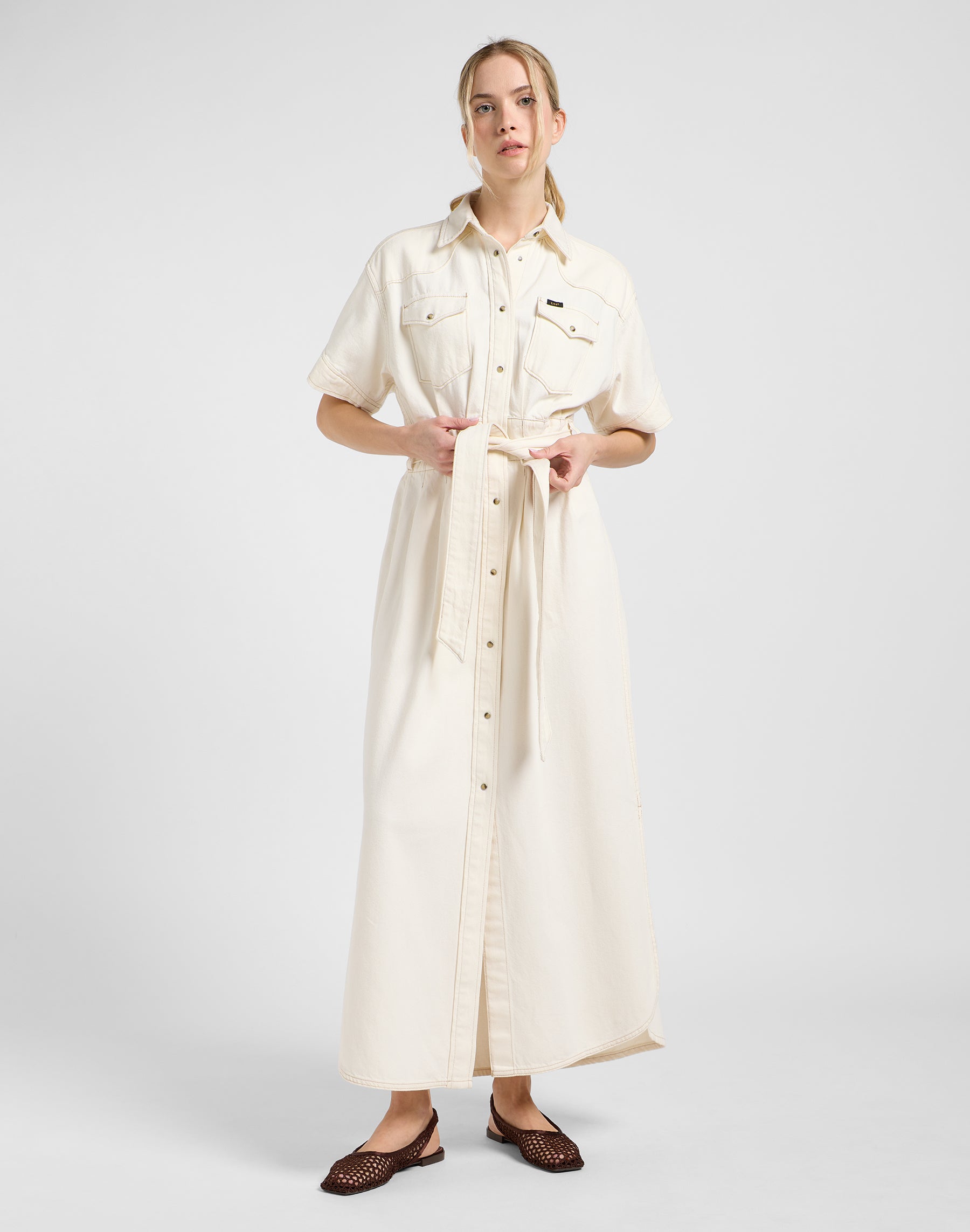 Ss Maxi Western Dress in Ecru Kleider Lee