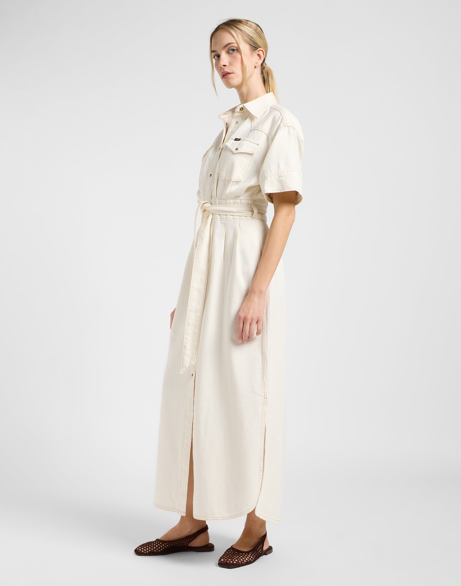 Ss Maxi Western Dress in Ecru Kleider Lee