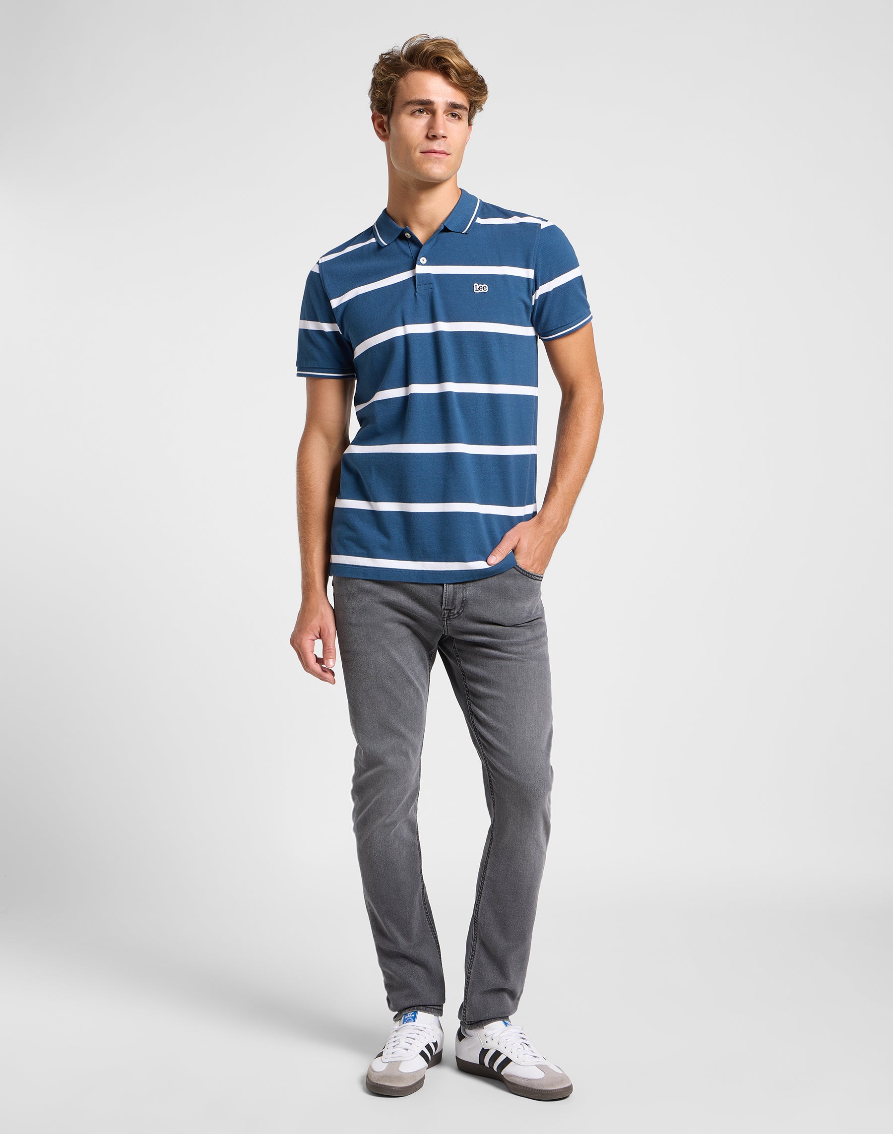 Pique Polo in Orion Stripe T-Shirts Lee