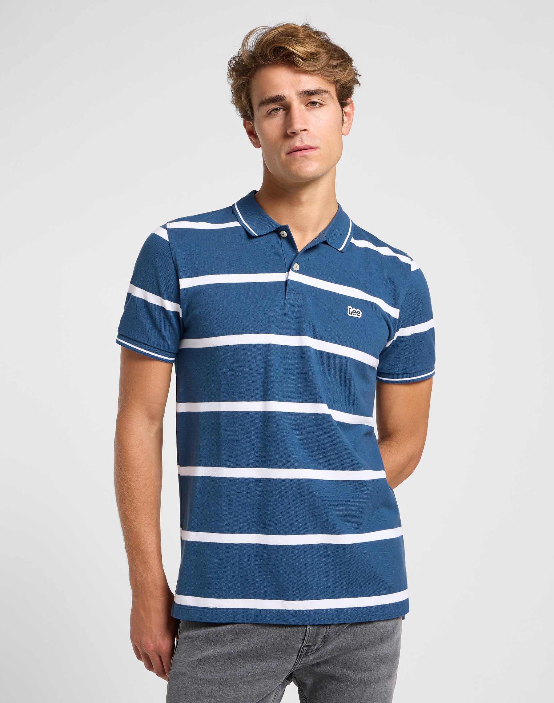 Pique Polo in Orion Stripe T-Shirts Lee