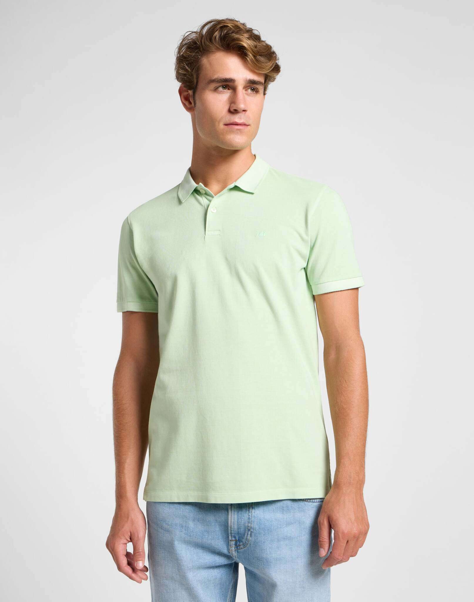 Garment Dye Polo in Soft Sage T-Shirts Lee