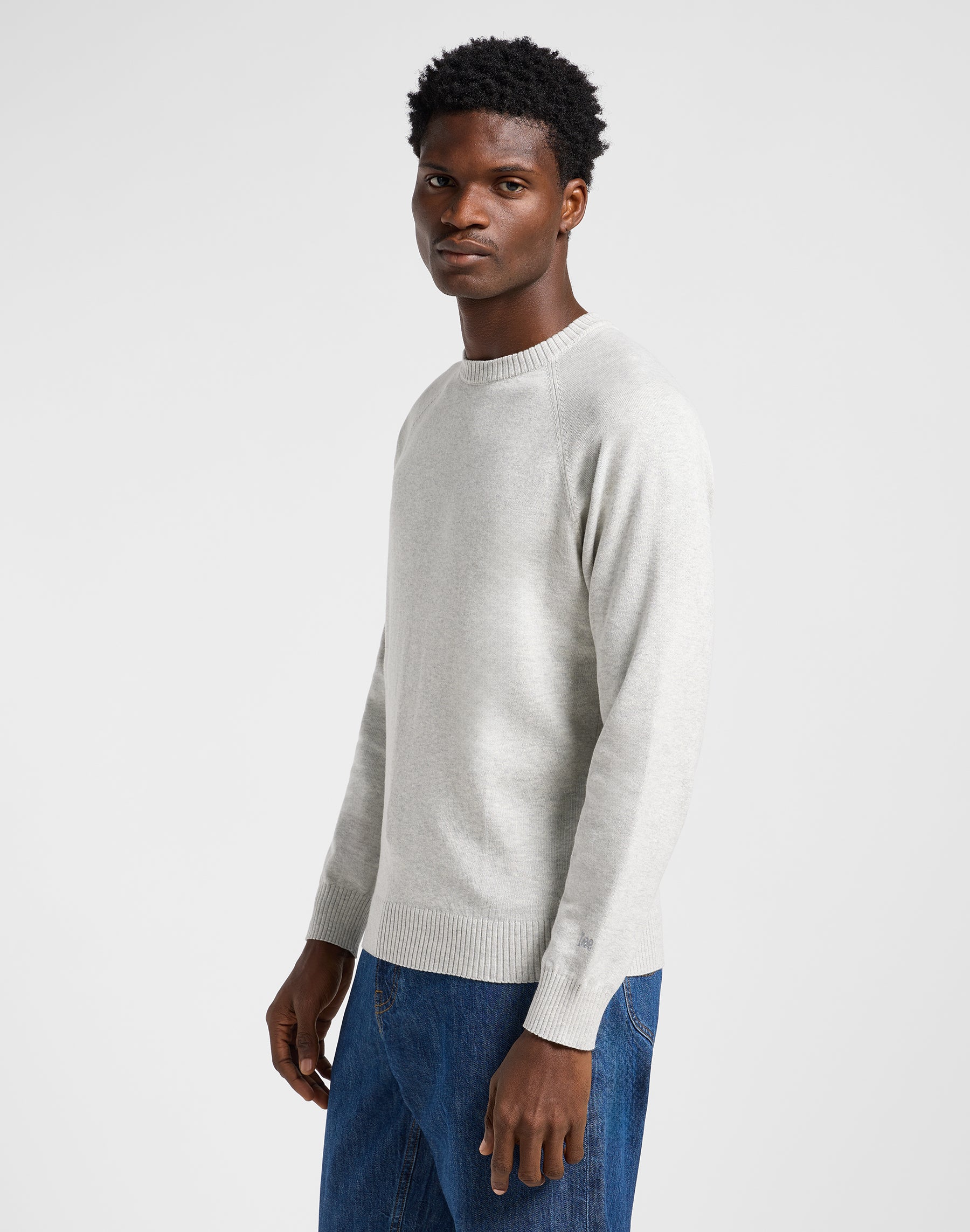 Clean Raglan Sweater in Sharp Grey Mele Pullover Lee