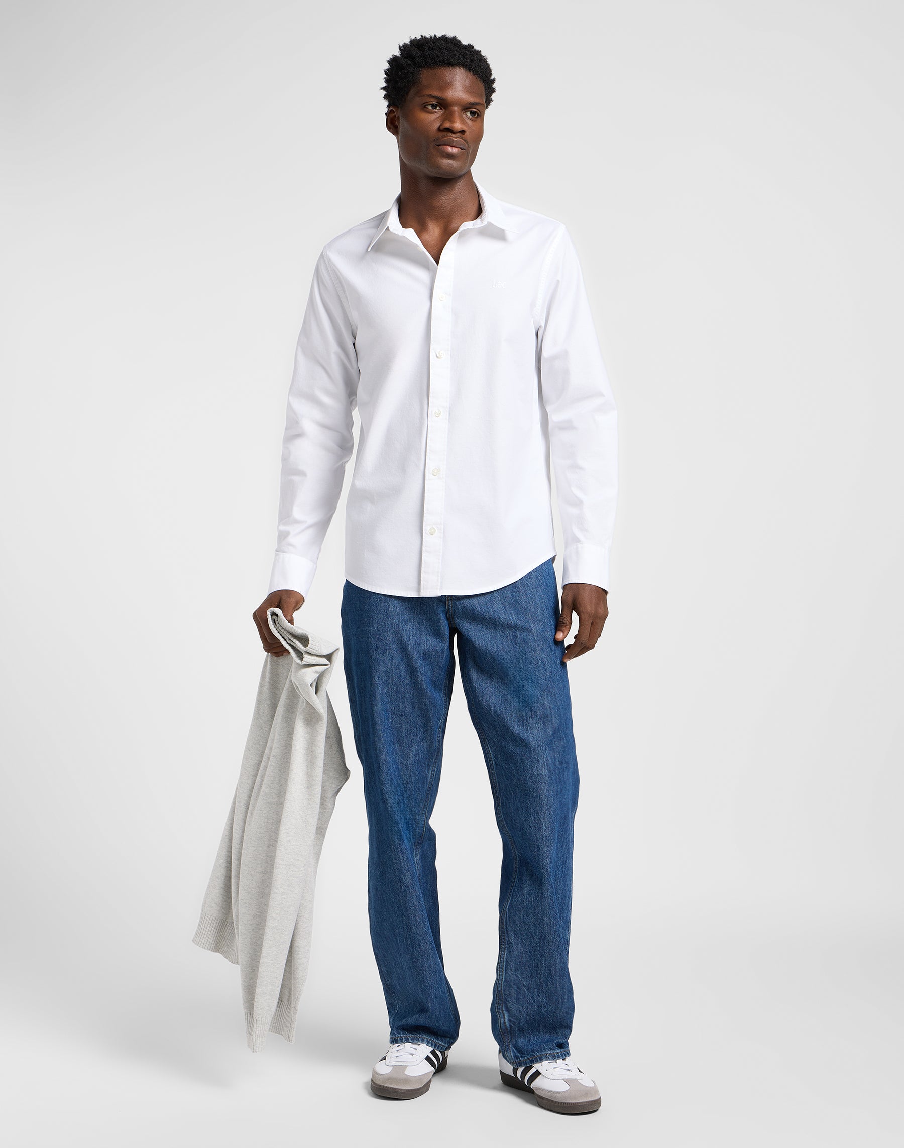 Patch Shirt in Bright White Hemden Lee