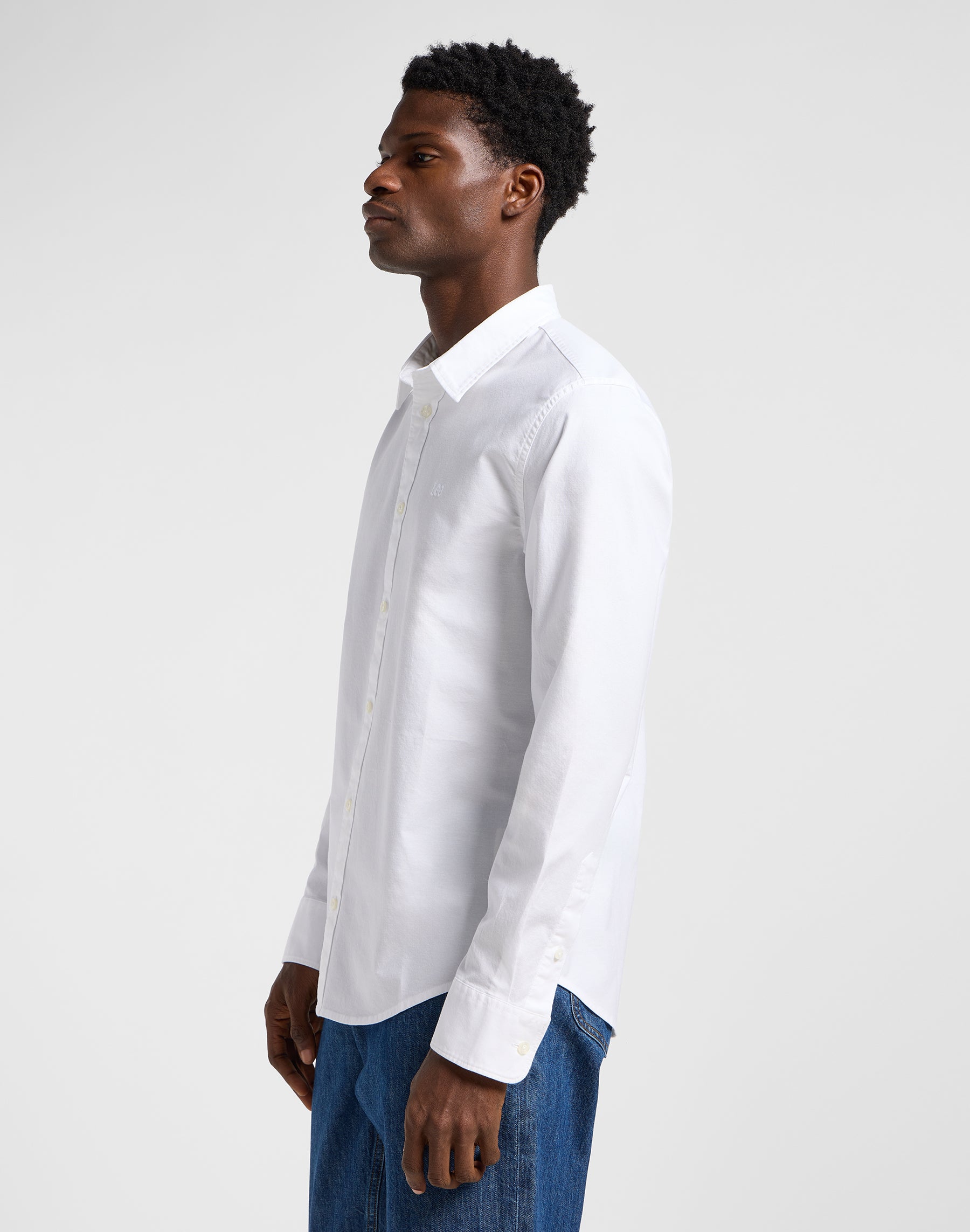 Patch Shirt in Bright White Hemden Lee