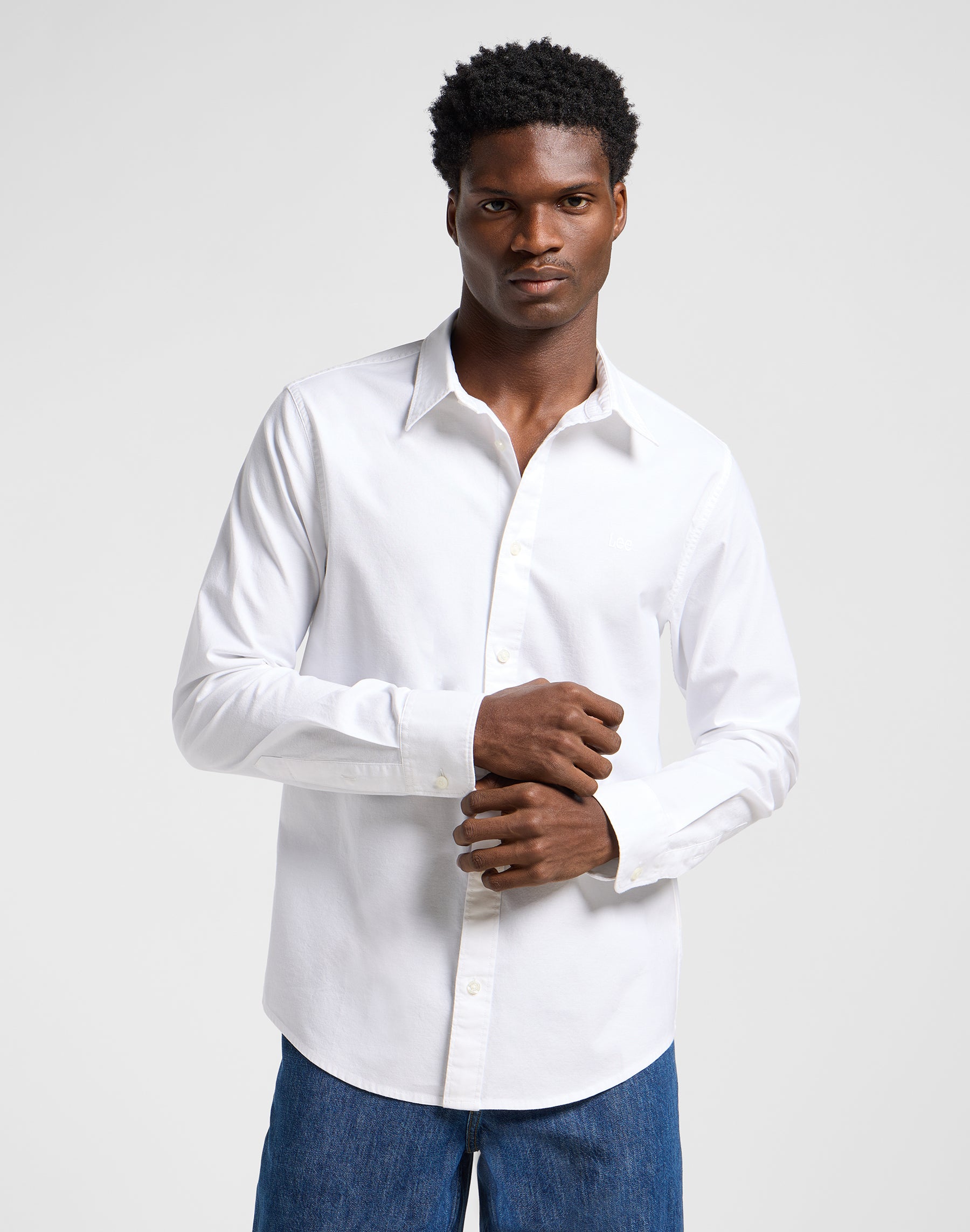 Patch Shirt in Bright White Hemden Lee