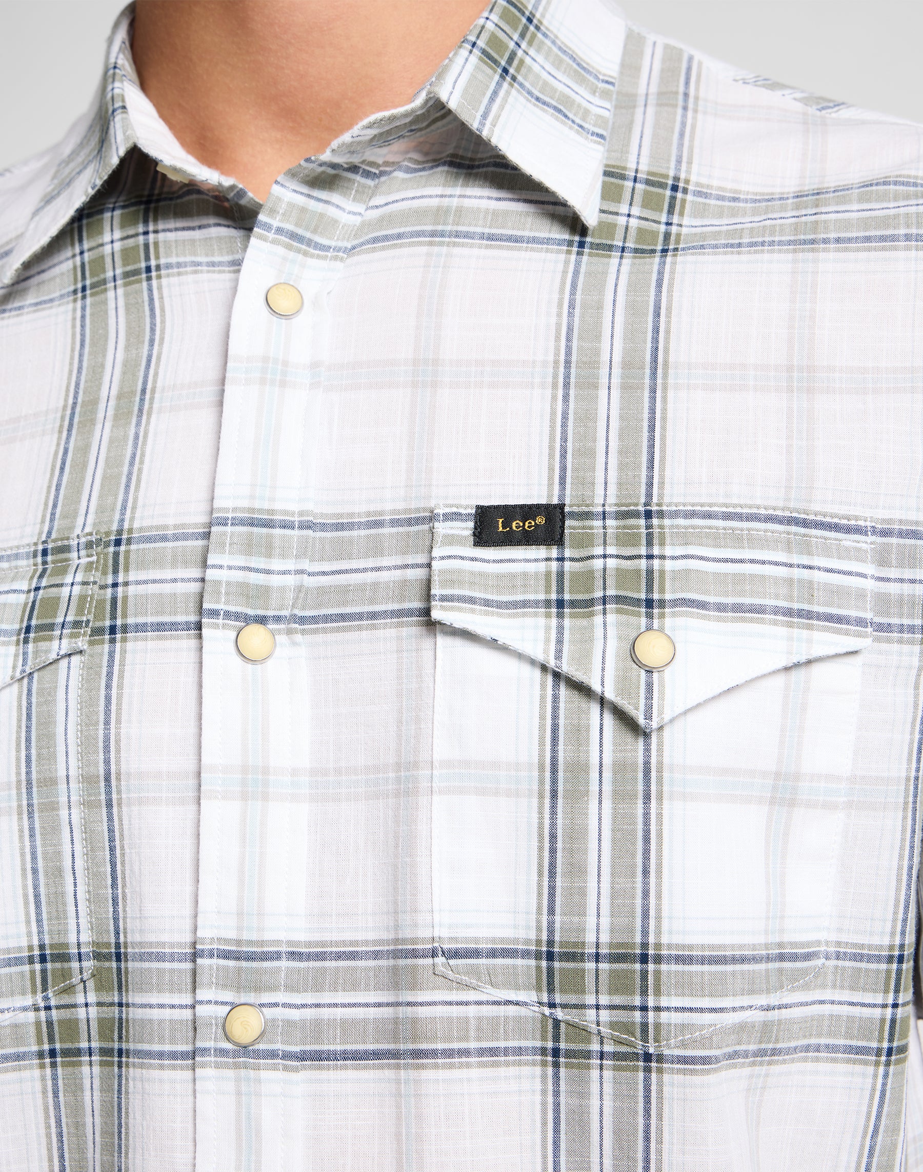 Clean Western Shirt in Mercantile Bright White Hemden Lee