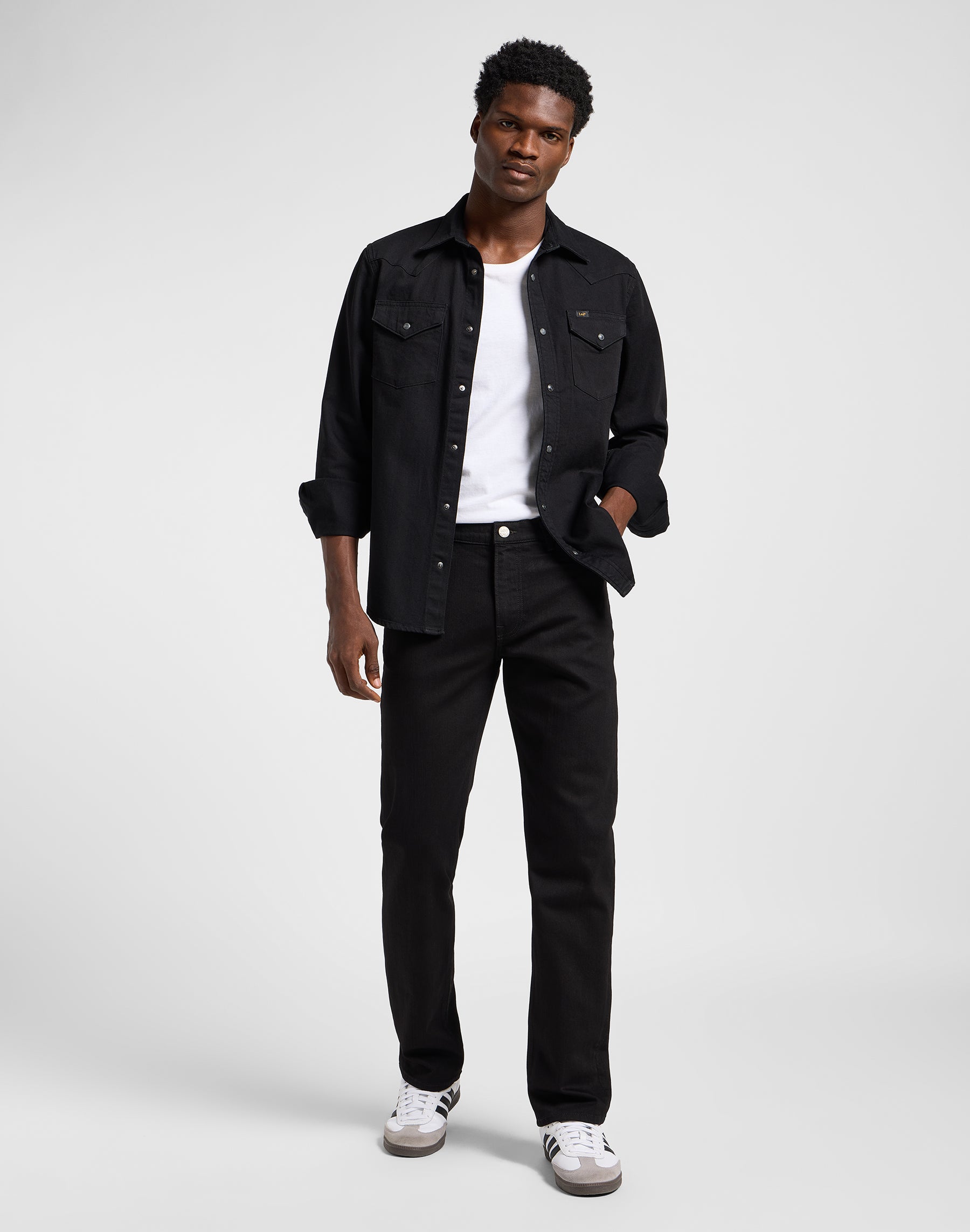 Regular Western Shirt in Black Hemden Lee