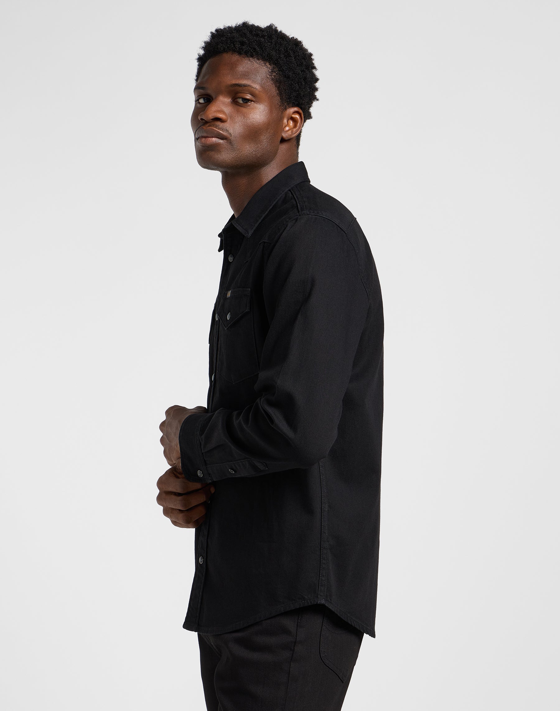 Regular Western Shirt in Black Hemden Lee