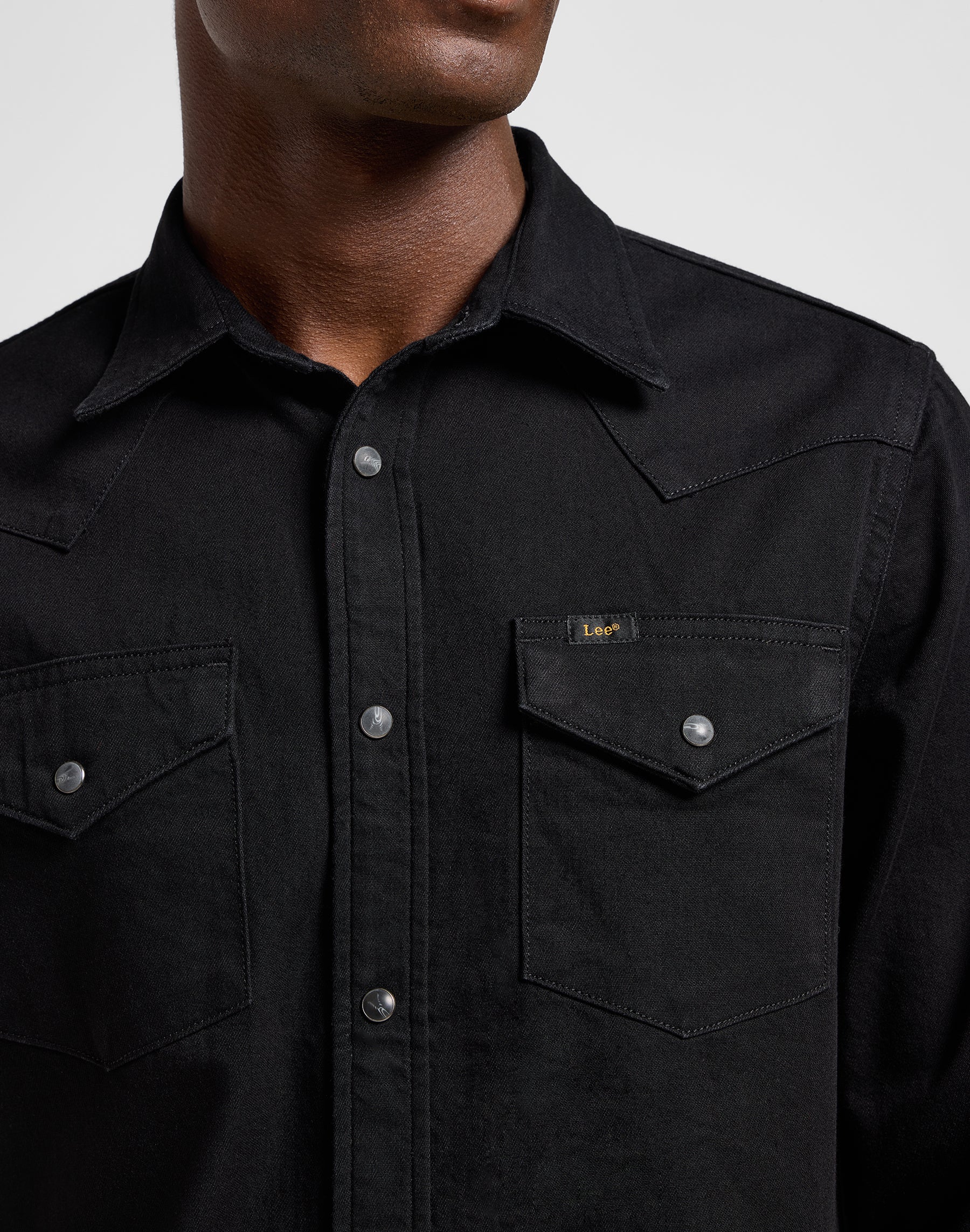 Regular Western Shirt in Black Hemden Lee