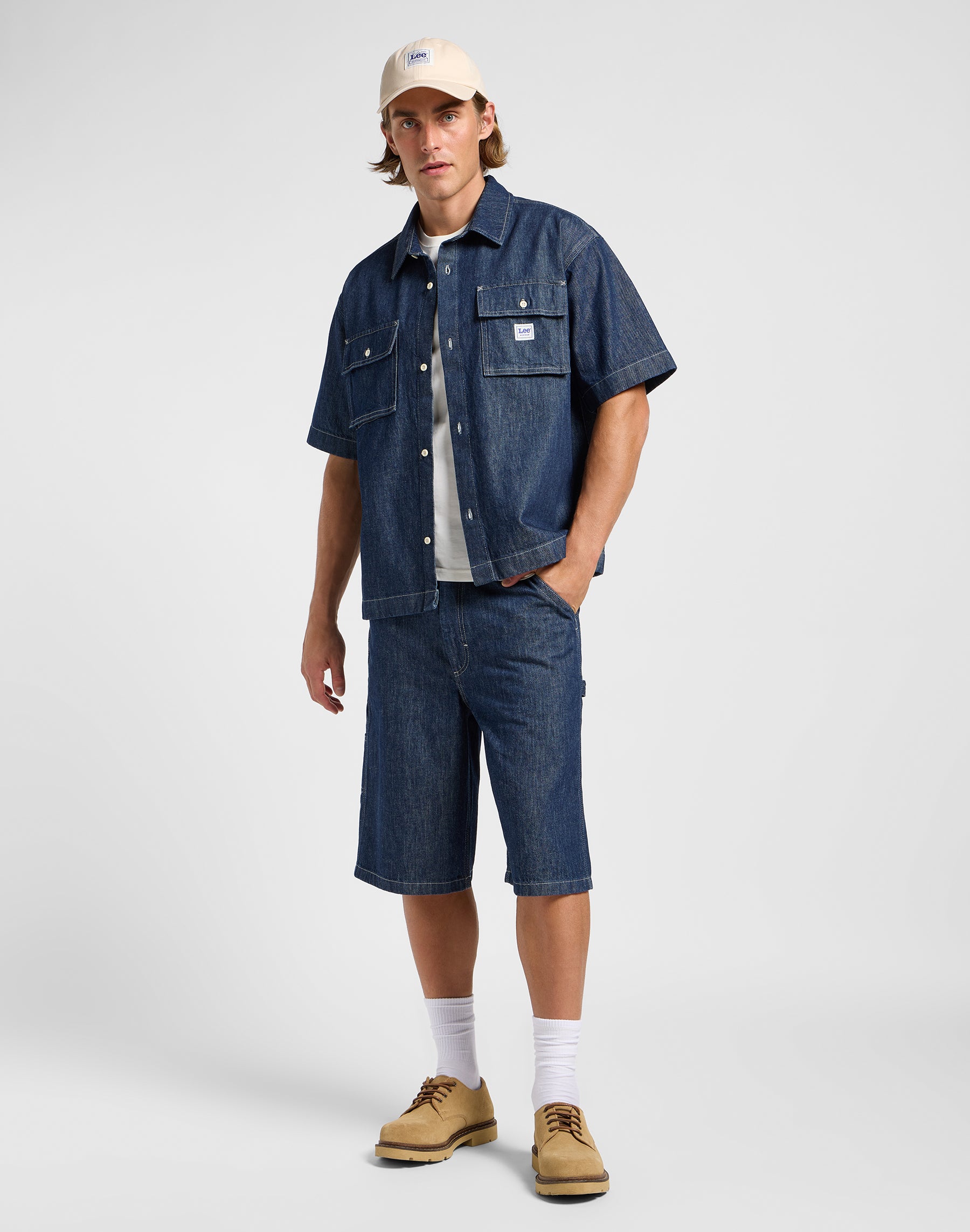 Shortsleeve Workwear Shirt in Rinse Wash Hemden Lee