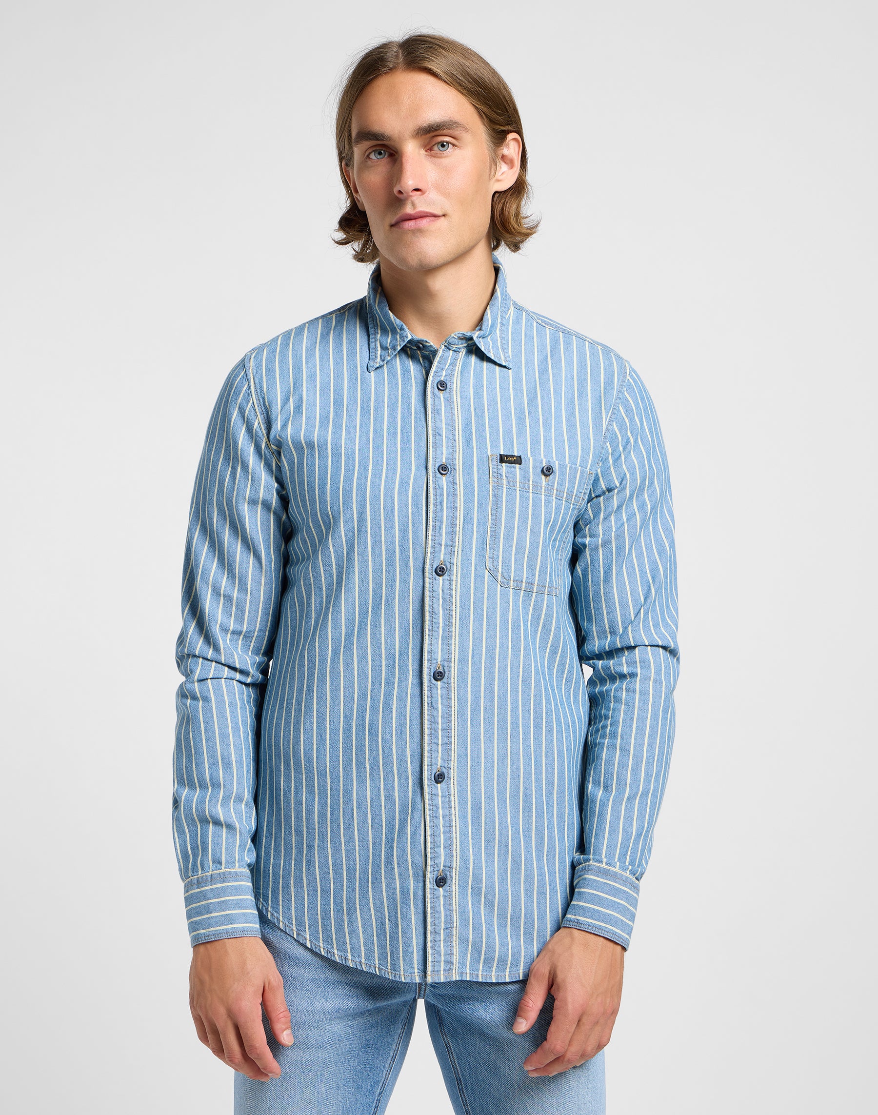 Leesure Shirt in Indigo Dobby Hemden Lee