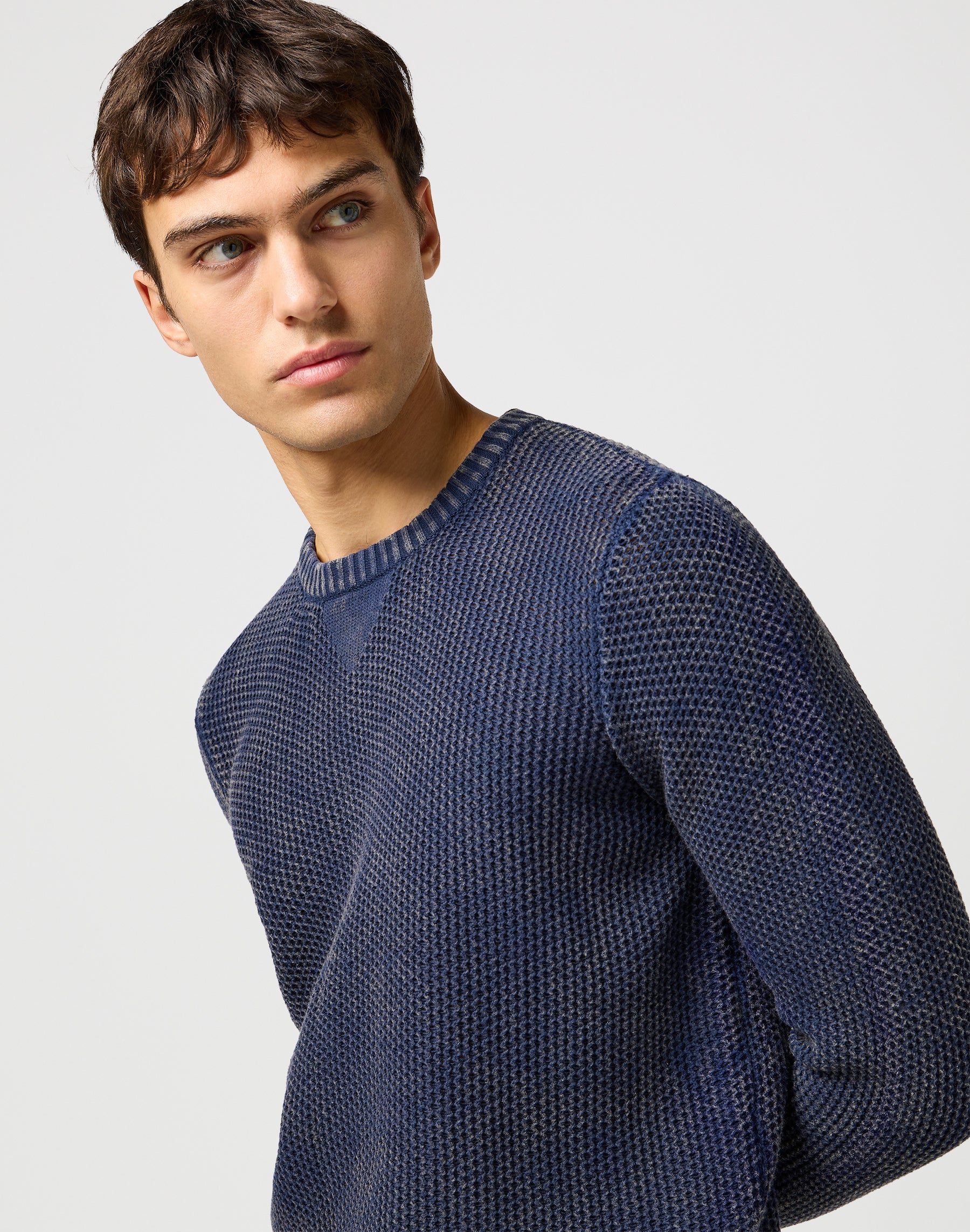 Crewneck Sweater in Navy Pullover Wrangler