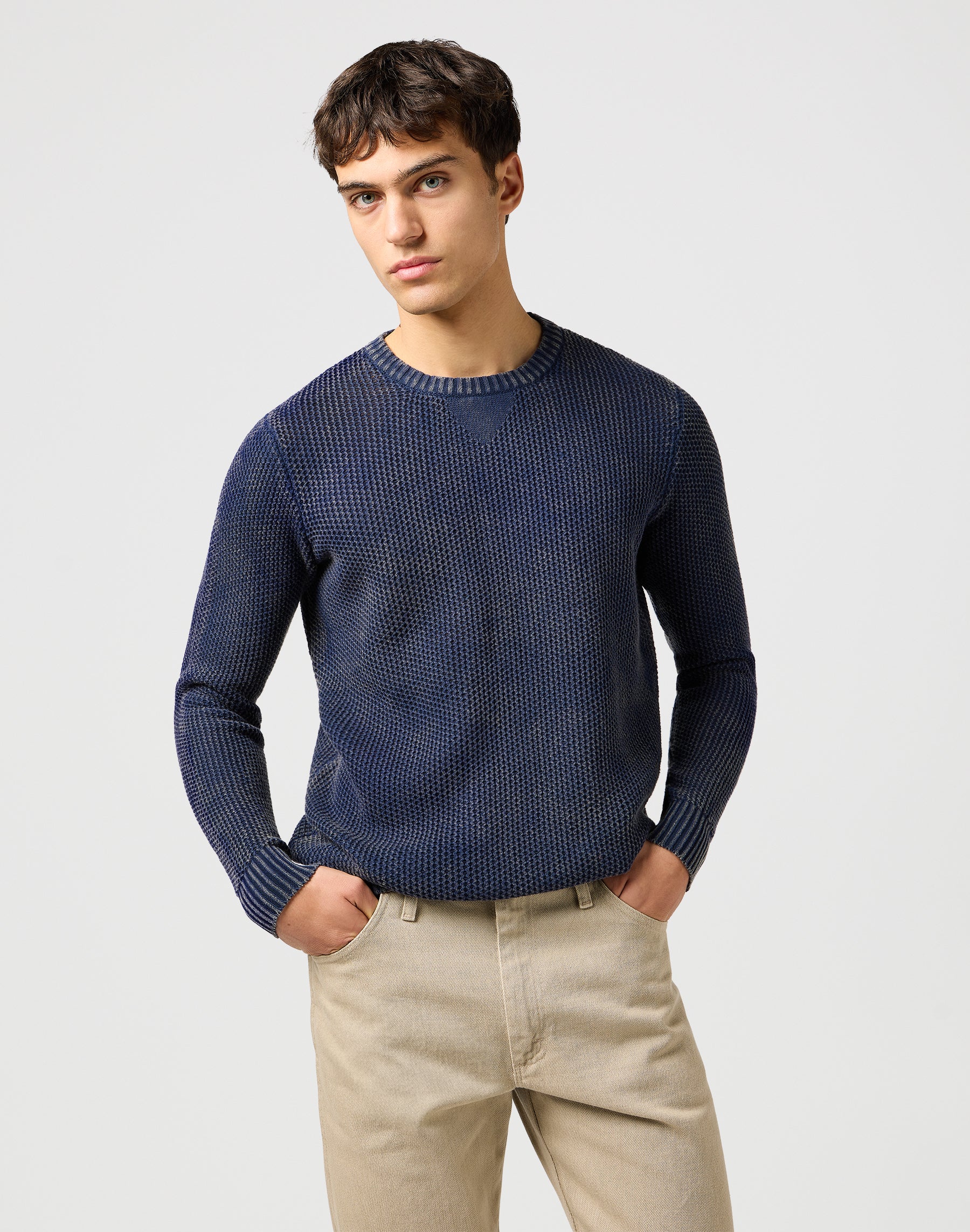 Crewneck Sweater in Navy Pullover Wrangler