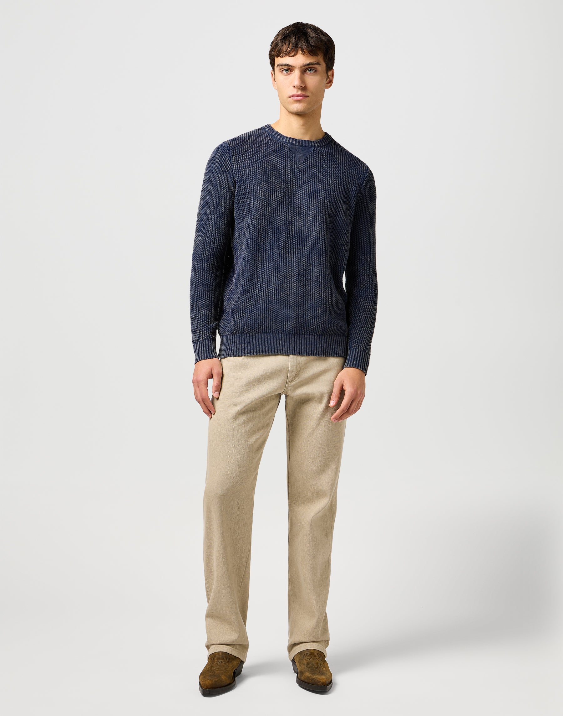 Crewneck Sweater in Navy Pullover Wrangler