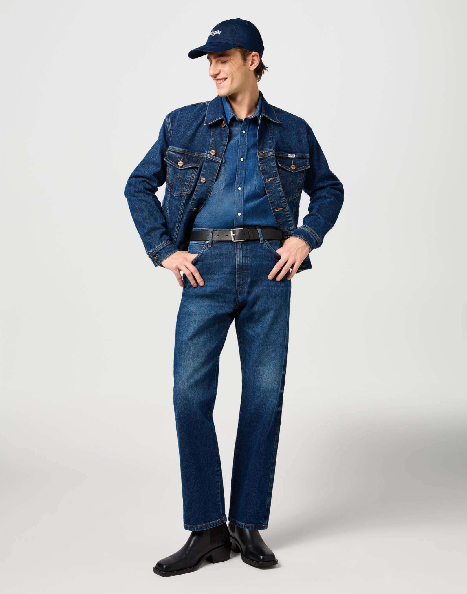 Roller Buckle Belt in Black Gürtel Wrangler