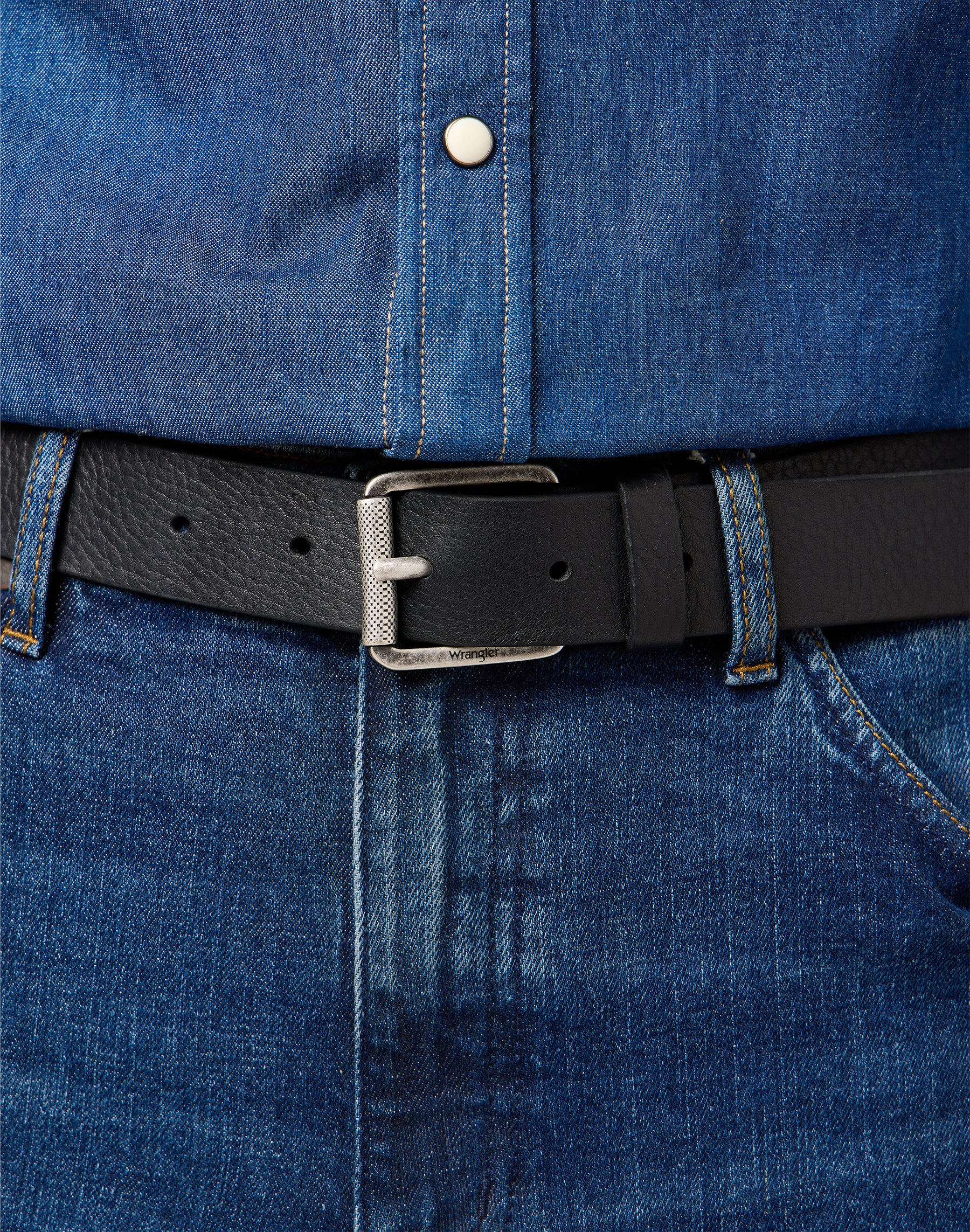 Roller Buckle Belt in Black Gürtel Wrangler