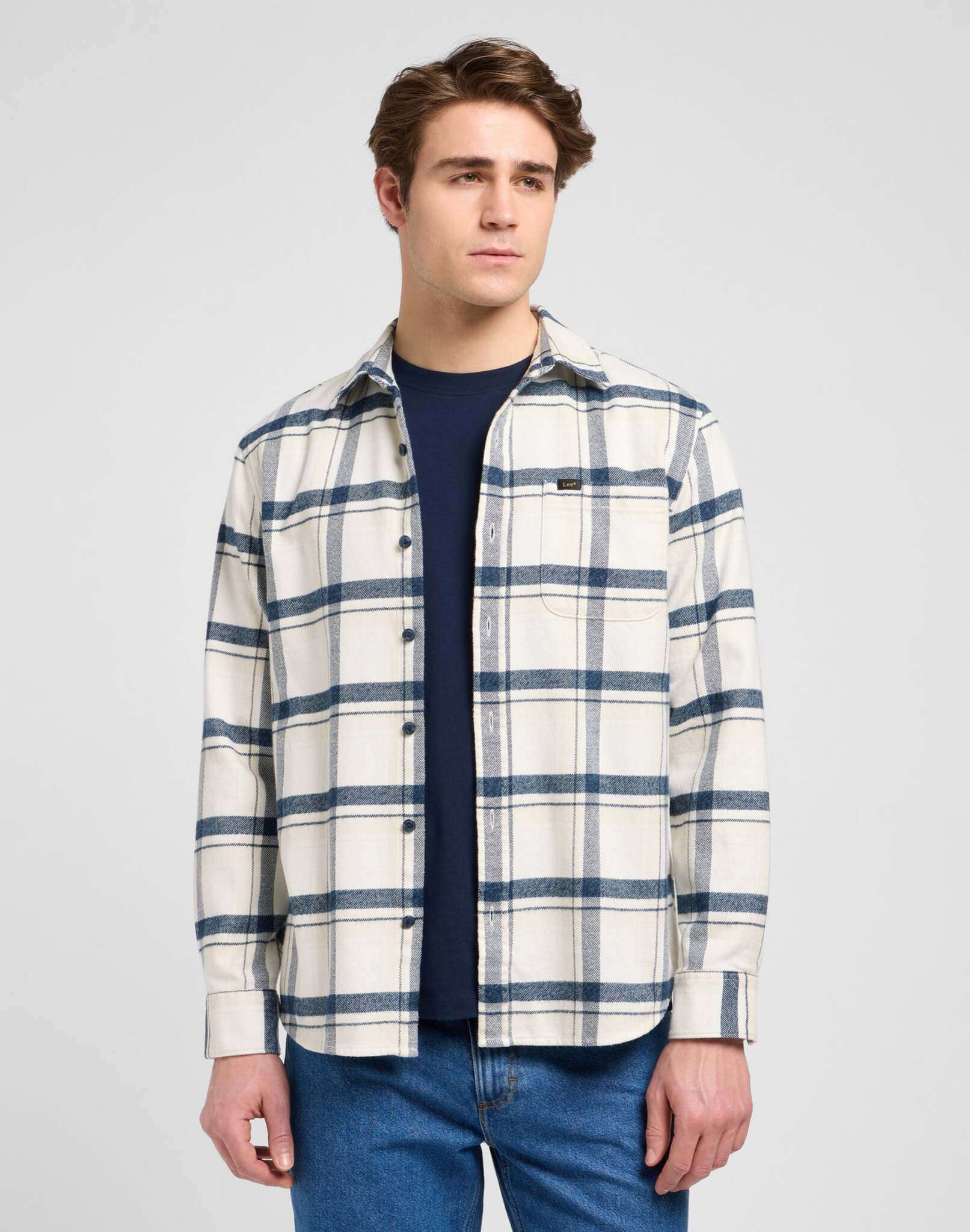 Mercantile Shirt in Vintage Ecru Jaspe Plaid Hemden Lee