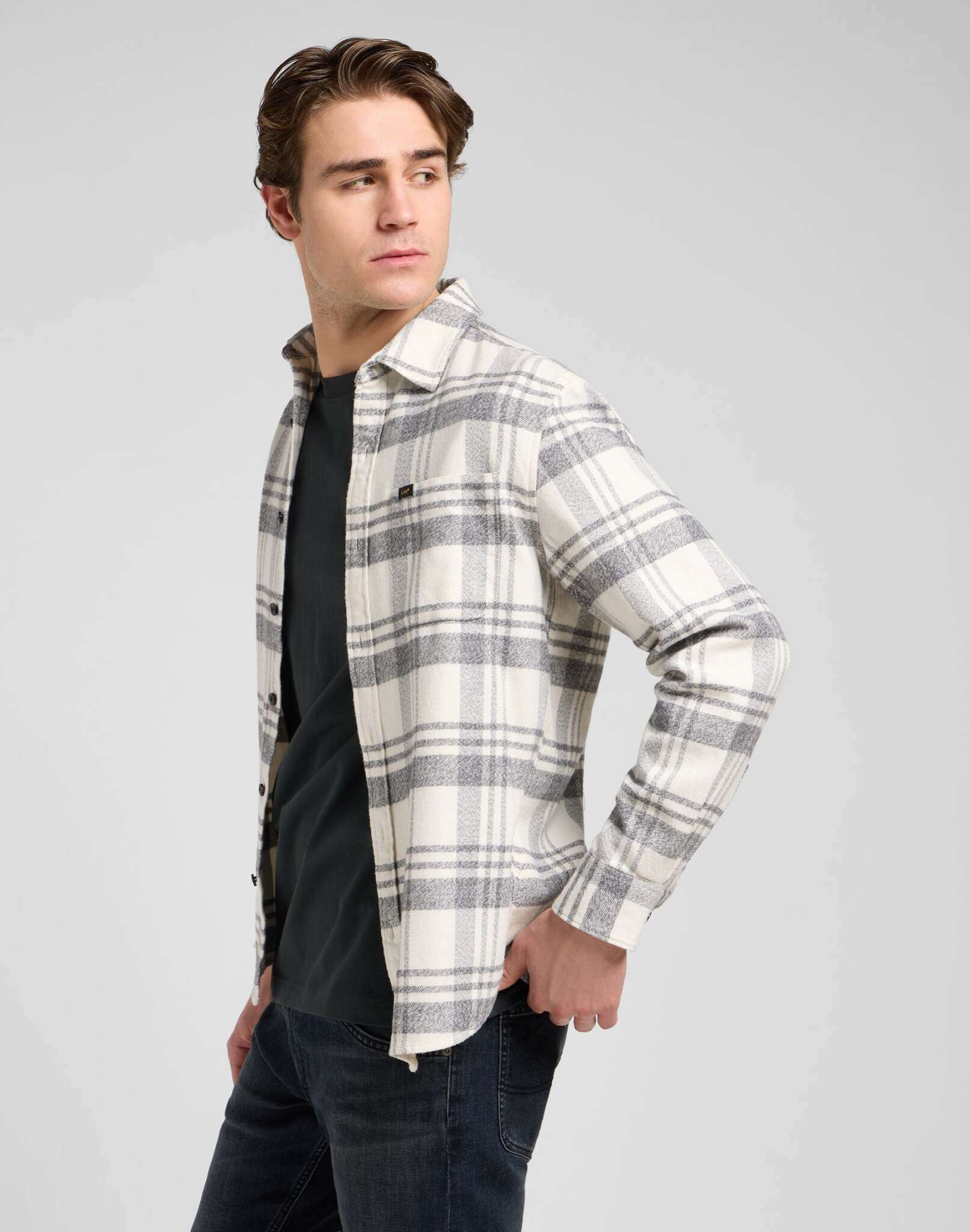 Mercantile Shirt in Painter Gray Jaspe Plaid Hemden Lee
