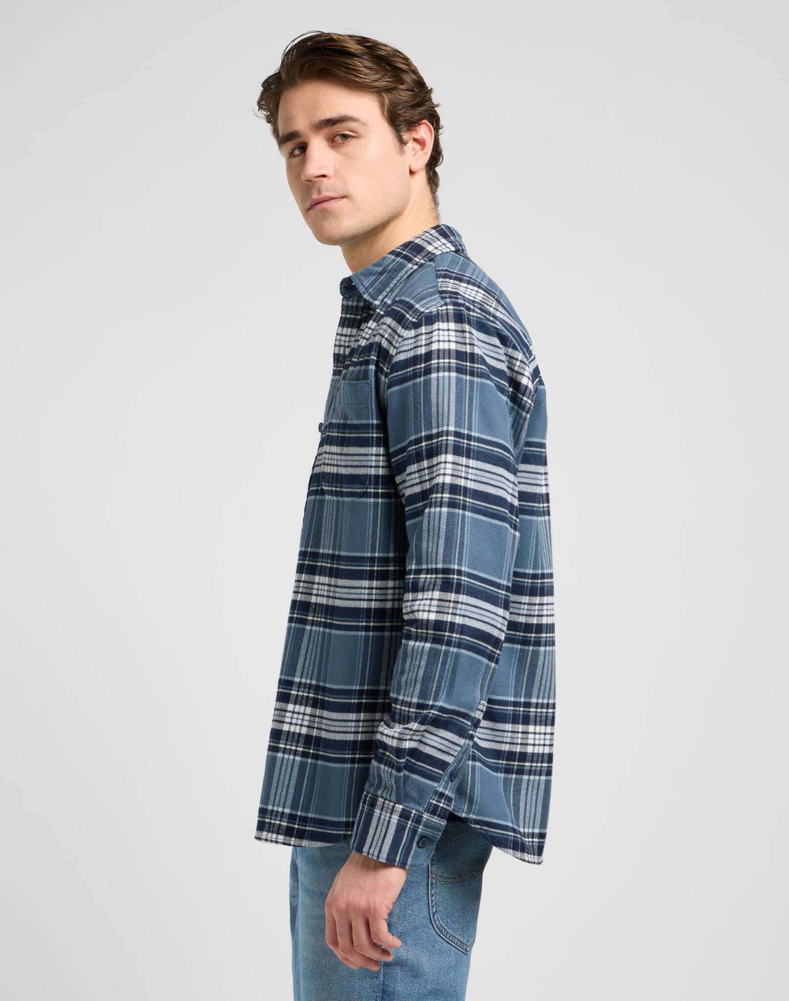 Mercantile Shirt in Vintage Blue Plaid Hemden Lee