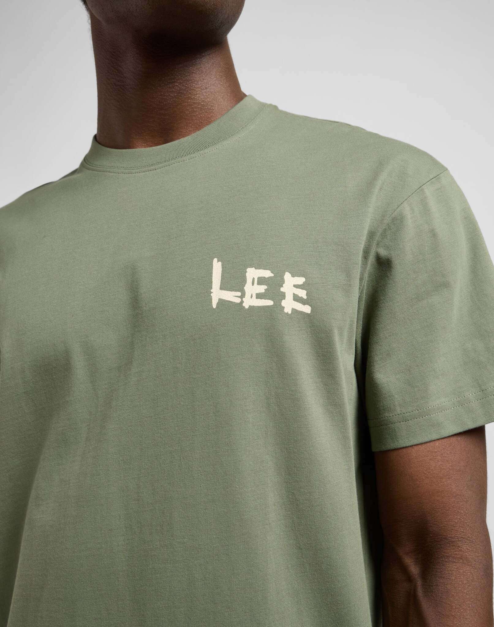 Elevated Ess Logo Tee in Olive Stone T-Shirts Lee