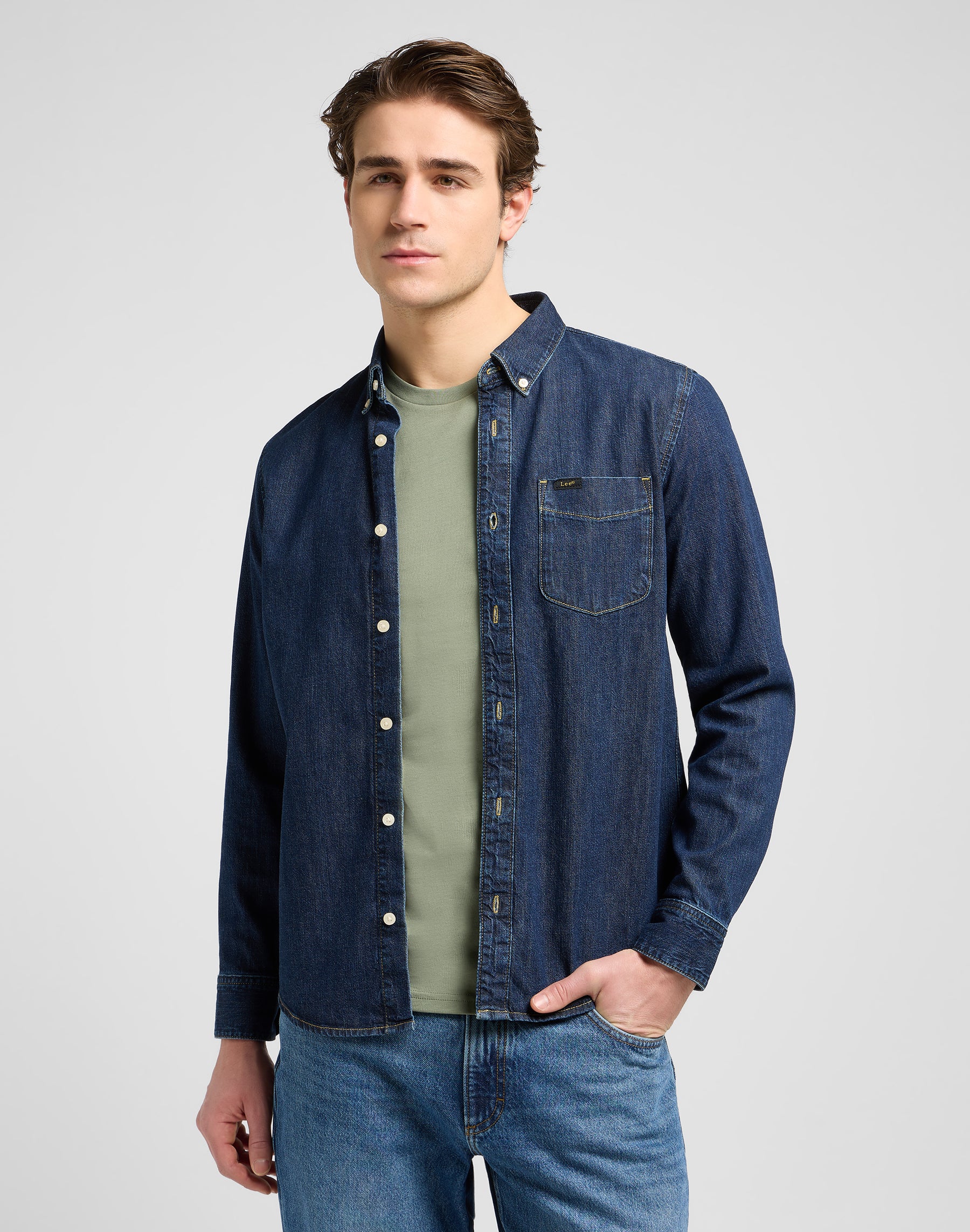 Lee Button Down in Mid Stone 2 Hemden Lee