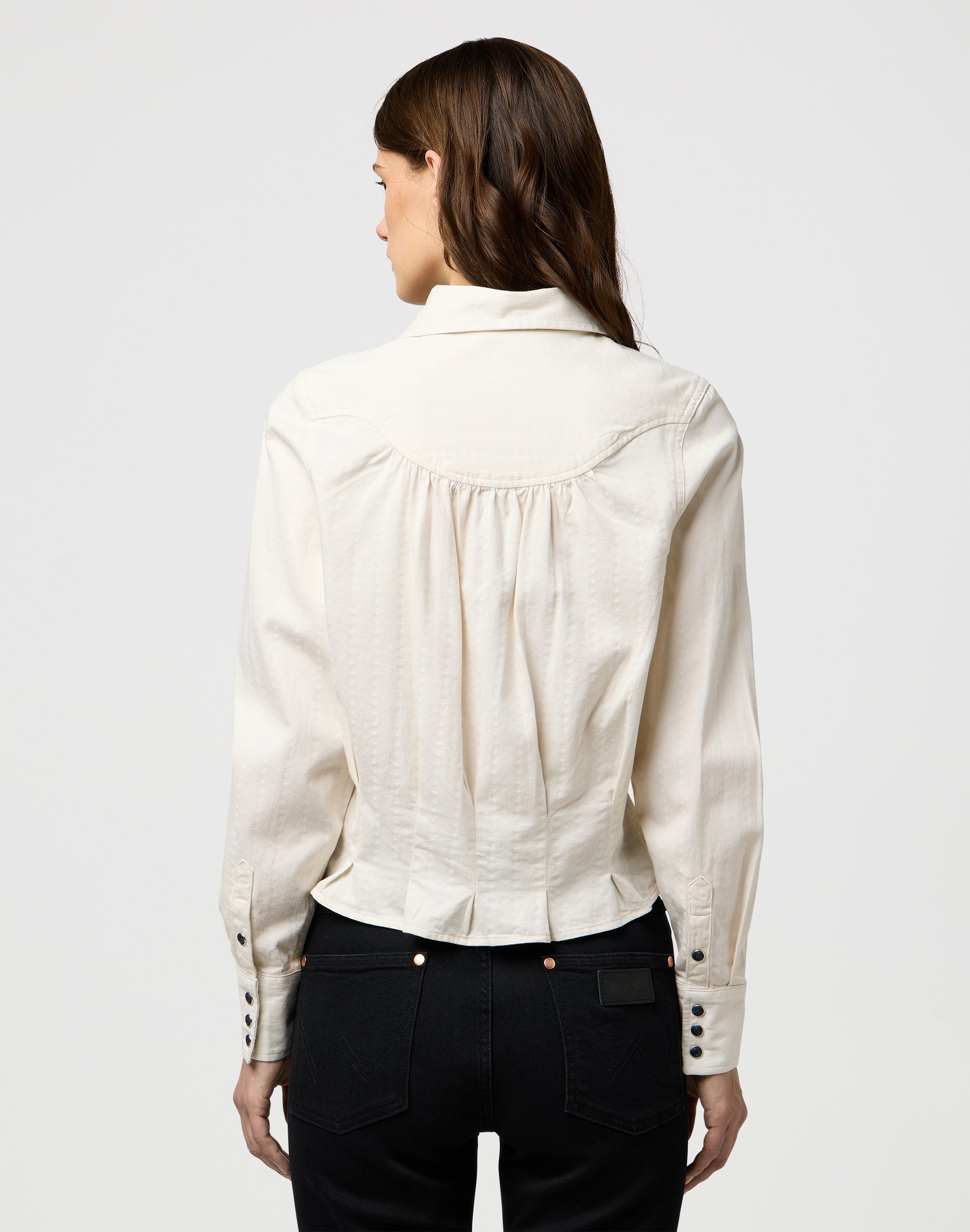 Femme Peplum Shirt in Pinstar White Hemden Wrangler