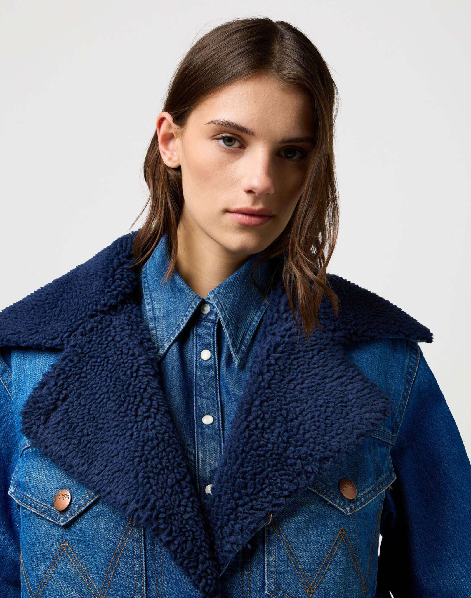 Wrange Coat in Sparkle Blue Jacken Wrangler