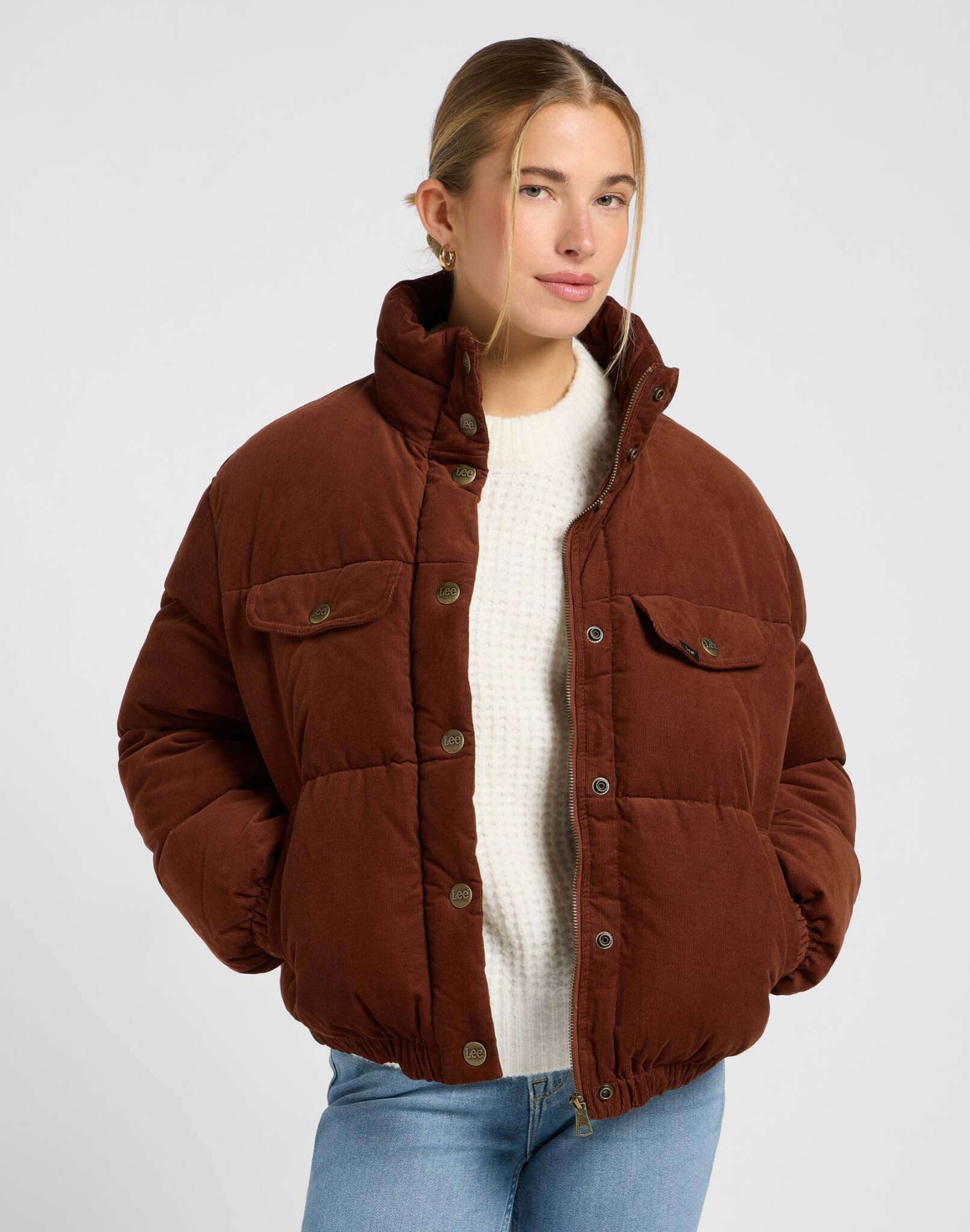 Rider Puffer Jacket in Luxe Brown Jacken Lee